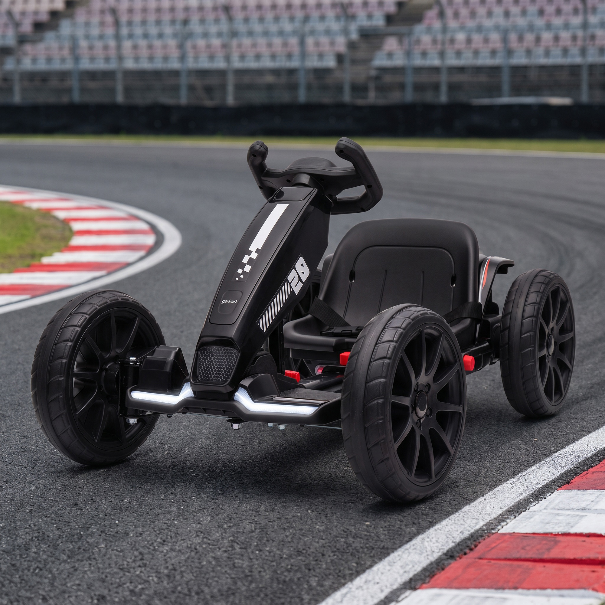 Elektro Go-Kart für Kinder 12V Gokart mit 2 Motoren, 4-fach verstellbarem Sitz Sanftanlauf EVA-Räder LED-Scheinwerfer