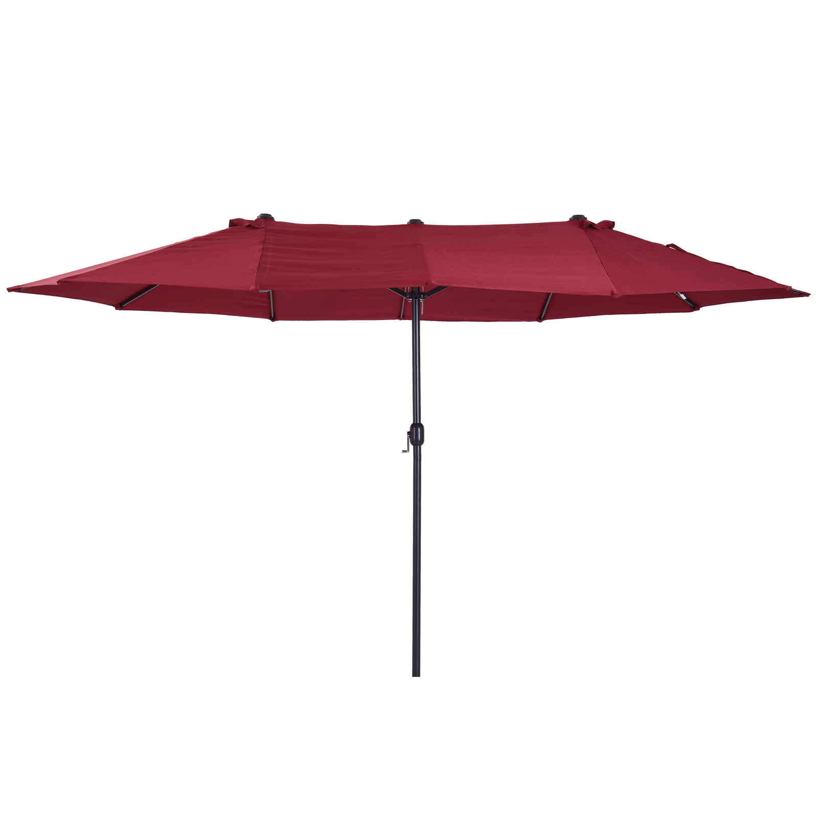 Doppelsonnenschirm 455 x 270 cm Gartenschirm mit Handkurbel oval stabil Metallstange Marktschirm Doppelsonnenschirm Terrassenschirm Sonnenschutz für Strand Balkon Terrasse Garten Weinrot