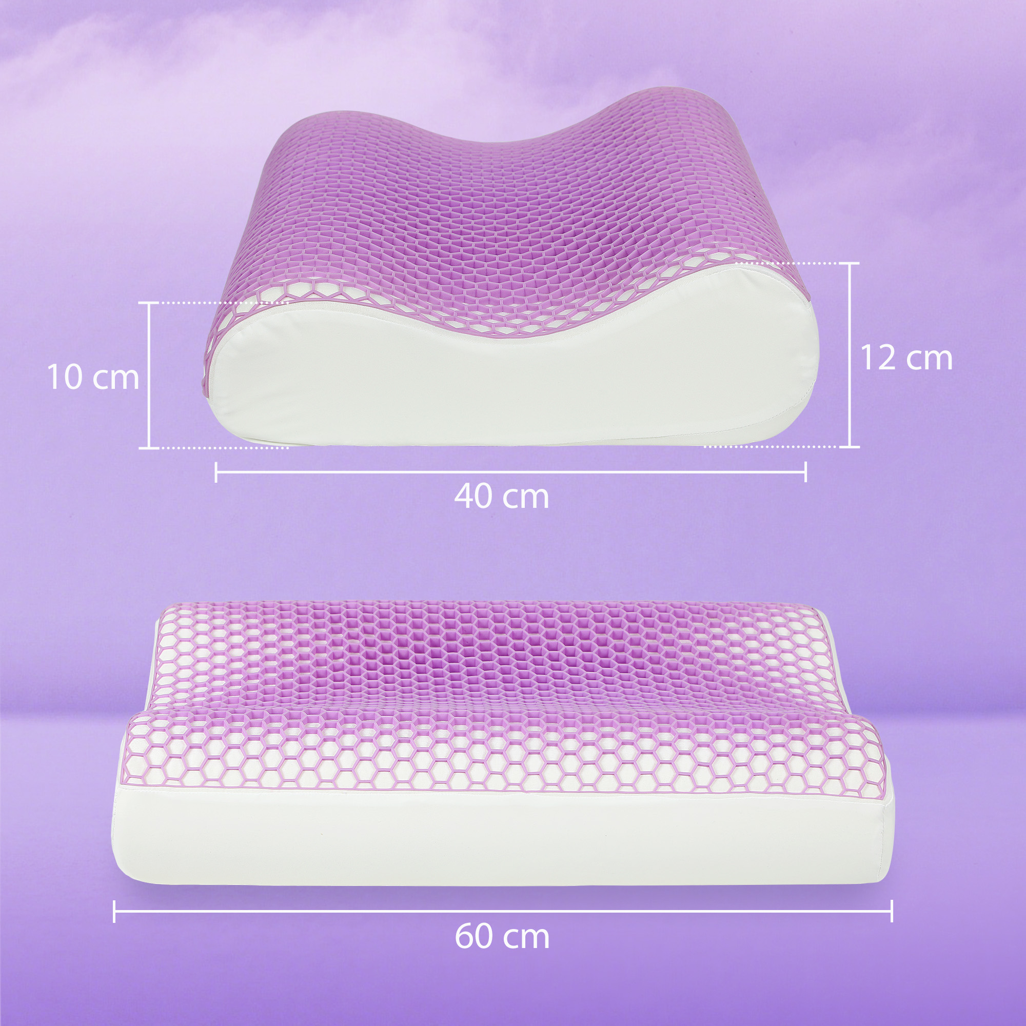 Memory Schaum Kissen Kopfkissen, Nackenstützkissen mit abnehmbarem Bezug, 2 Höhe  Ergonomische, 2S schnell reagierend