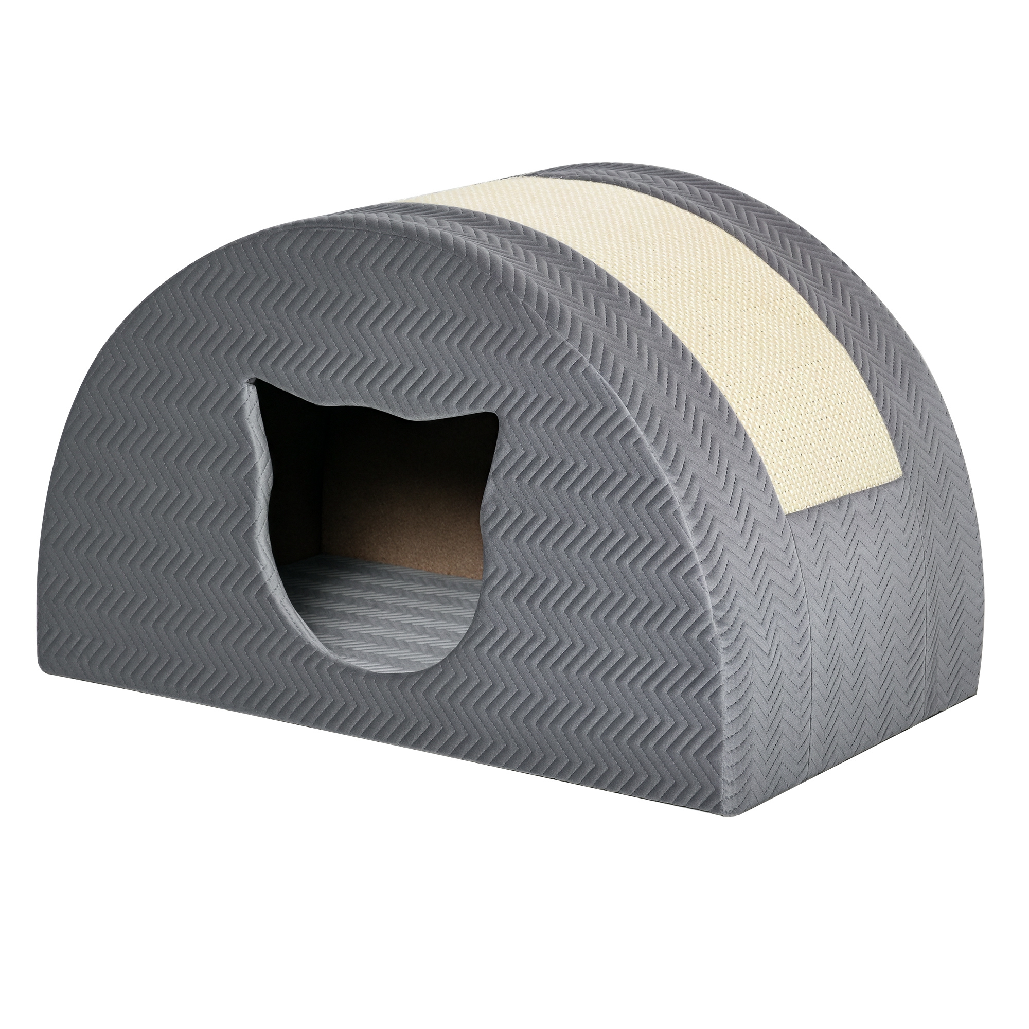 Katzenhöhle mit Kraztbrett Katzenbett Kratzhaus Katzenhaus Katzenwohnung Sisal Grau 48,5 x 30 x 30 cm