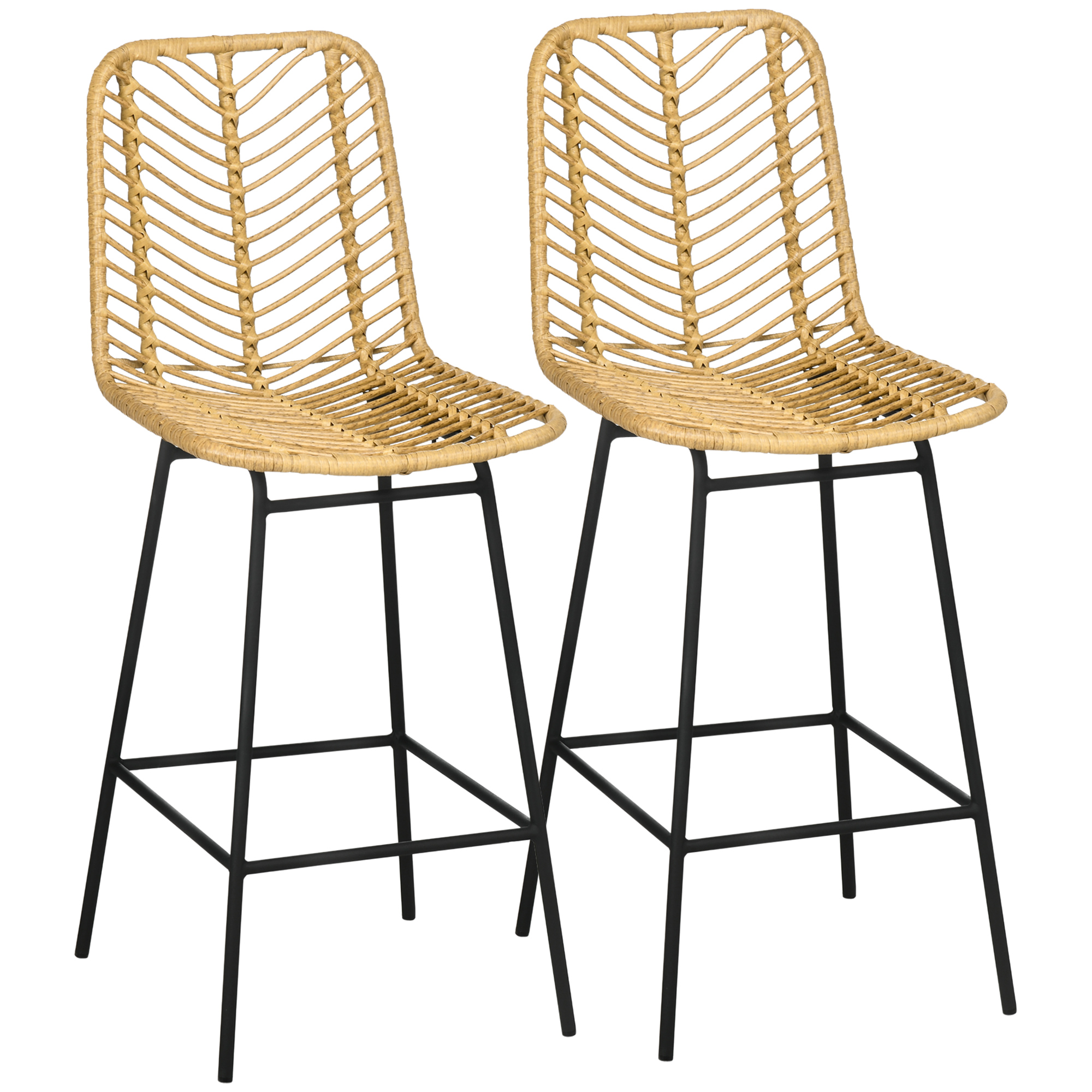 2er Set Barhocker mit Lehne Barstühle im Boho-Design, PE-Rattan, inkl, Fußtstütze, 42,5 cm x 52 cm x 102 cm, Gelb + Schwarz 2er Set Barhocker mit Lehne Barstühle im Boho-Design, PE-Rattan, inkl, Fußtstütze, 42,5 cm x 52 cm x 102 cm, Gelb + Schwarz