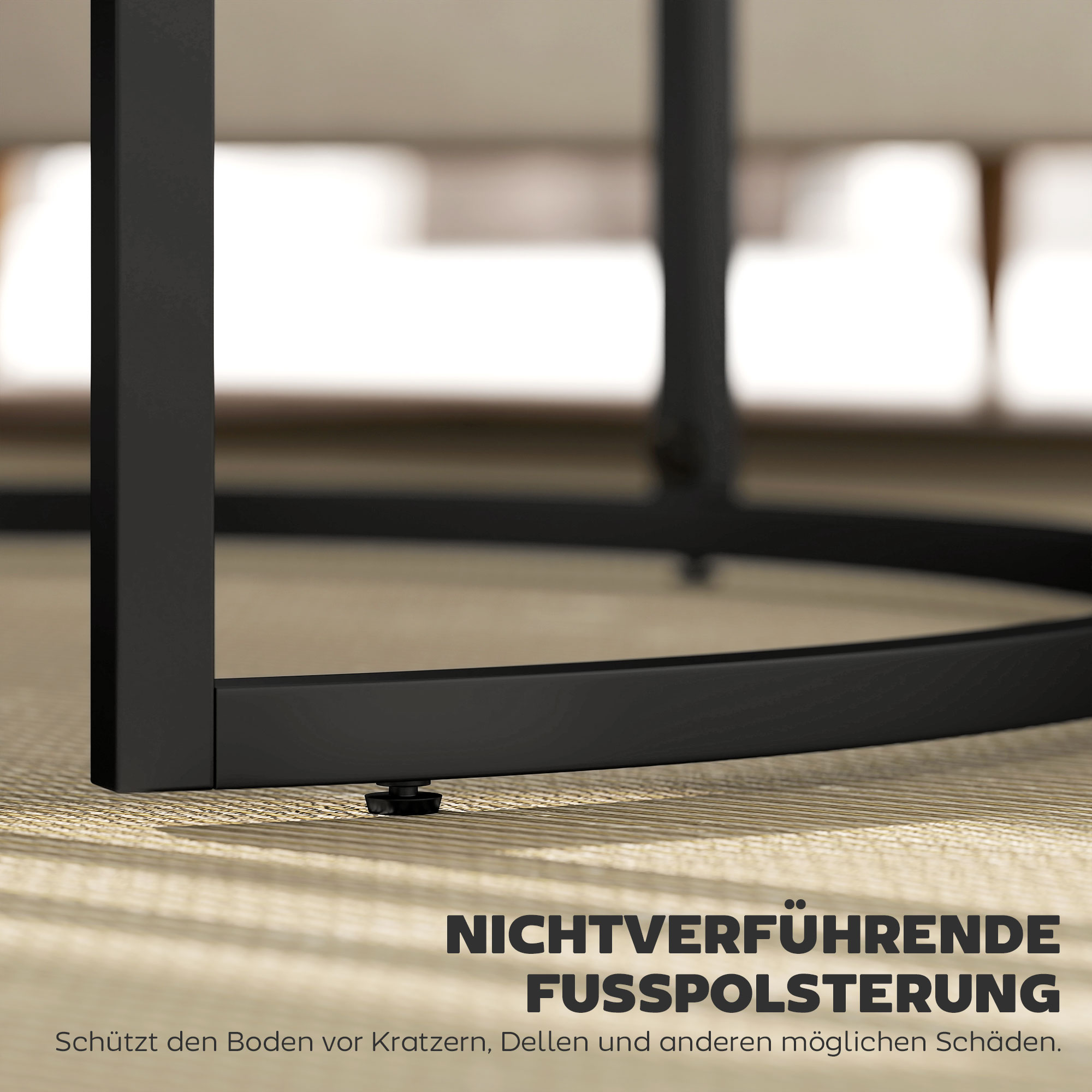 2er-Set runde Couchtische, stapelbare Beistelltische mit Metallrahmen, Wohnzimmertisch in Marmoroptik, Kaffeetisch, Grau
