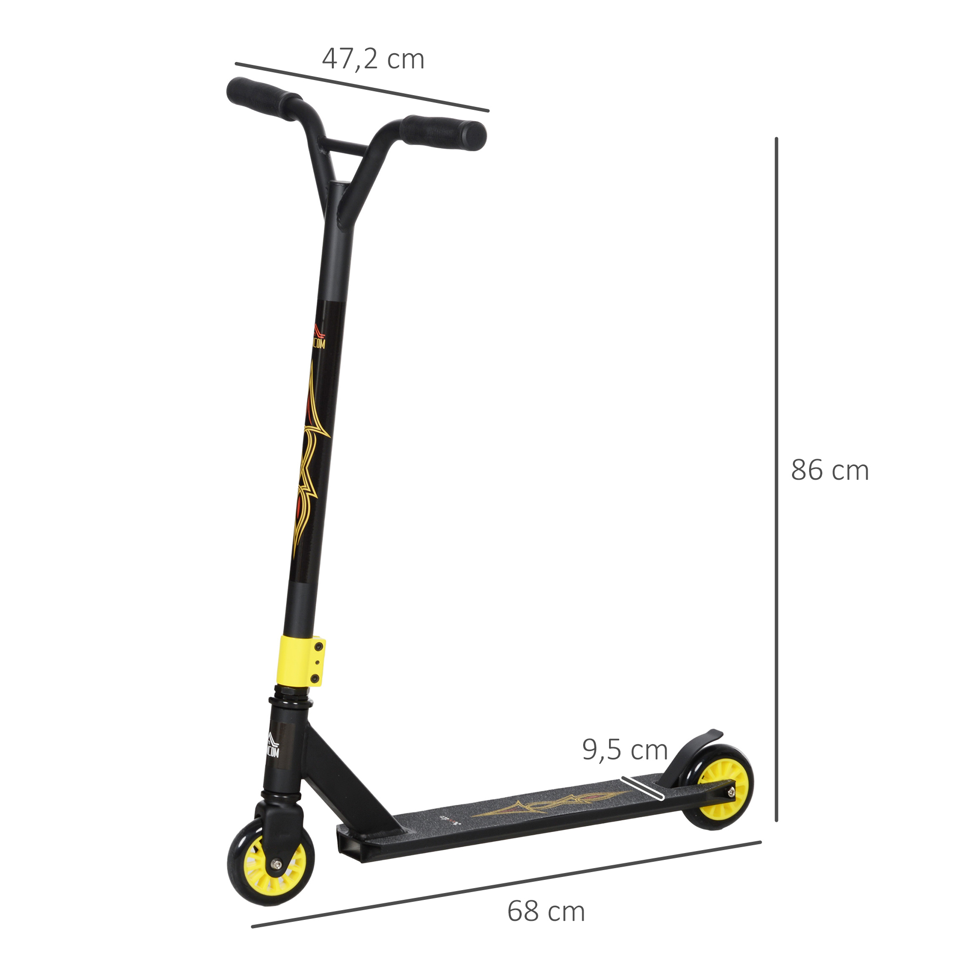 Pro Stunt-Scooter, Tretroller für Freestyle Tricks, Aluminium, Metall, Kunstleder, für Kinder und Erwachsene, Gold