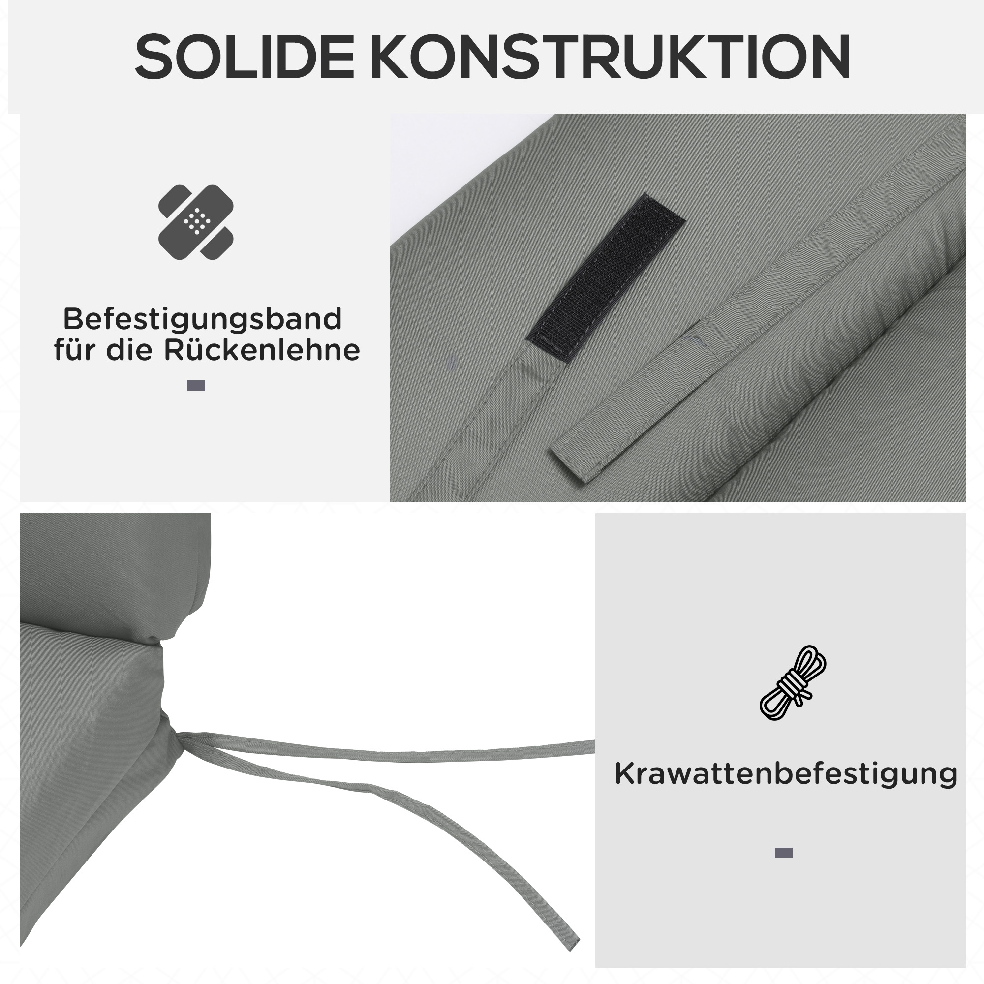 Liegenauflage Liegenpolster Sonnenliege Auflage Gartenliege Polsterauflage Bezug Polyester Dunkelgrau 196 x 55 x 8 cm