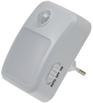LED Nachtlicht mit Bewegungsmelder, 230V, 6 weiße LEDs, On/Off/Auto