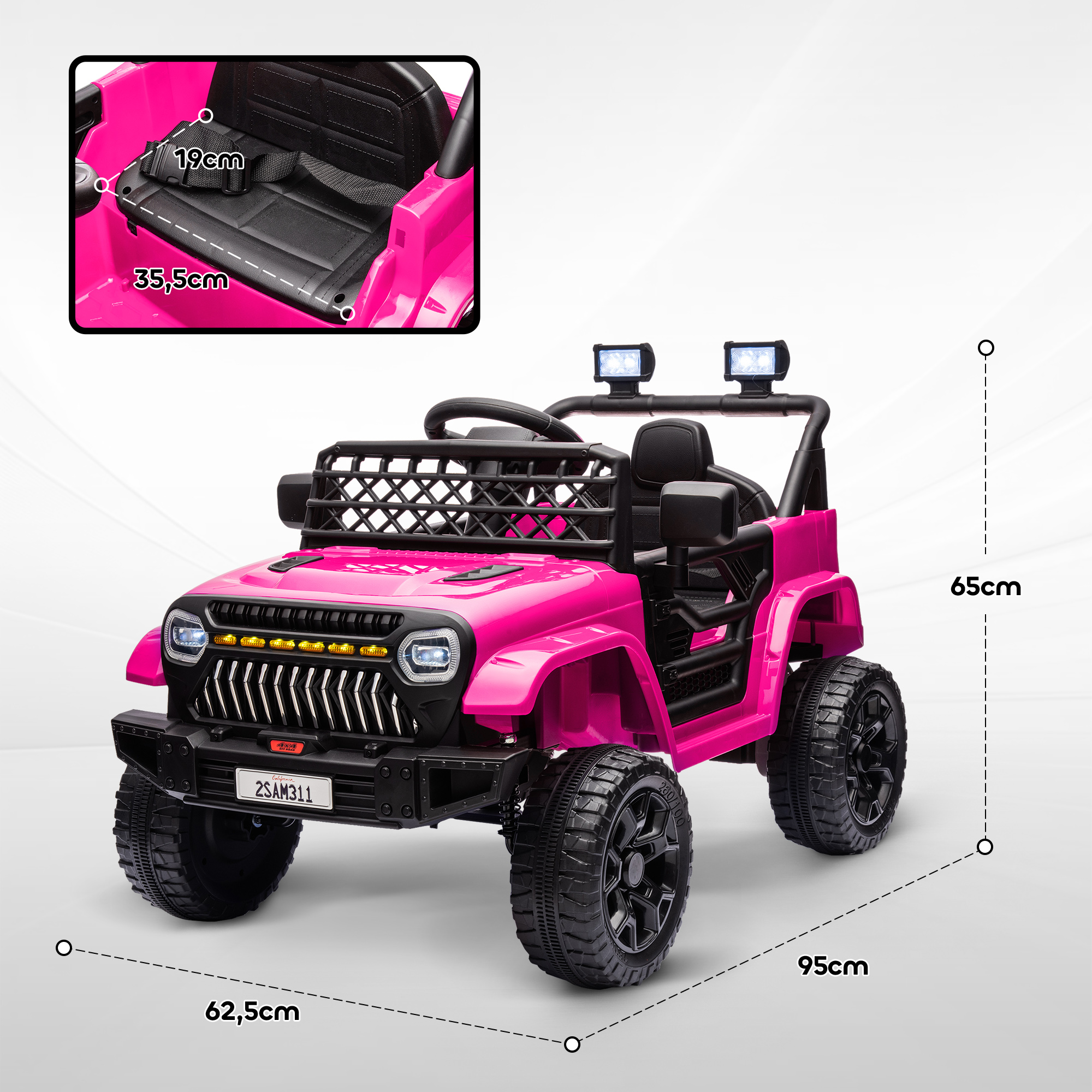 Kinder Elektroauto 12V Kinderauto Elektrisch mit 2,4 GHz Fernbedienung 2 Motor Hupe LED Musik für 3-8 Jahre Rosa