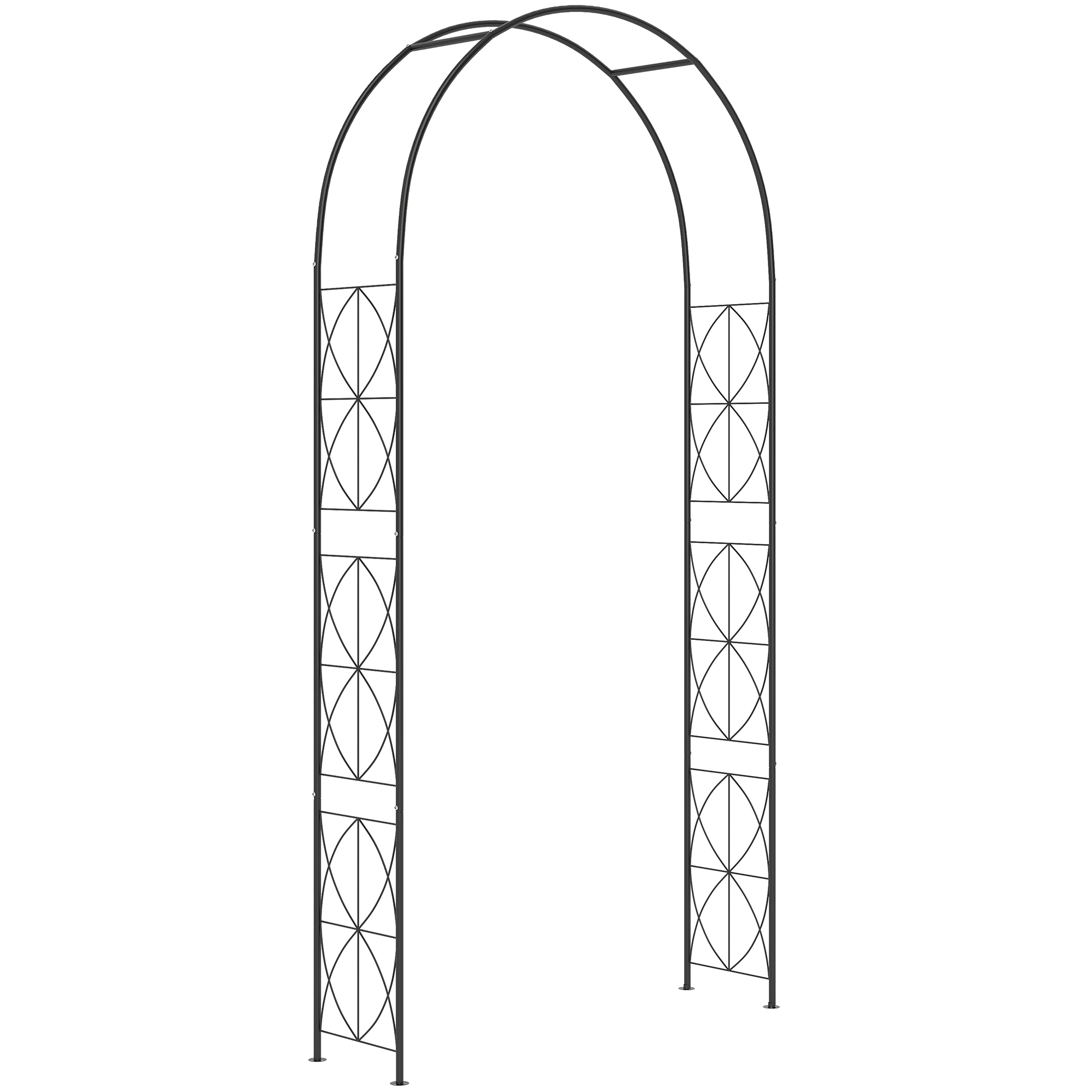 Rosenbogen aus Metall Rankhilfe für Kletterpflanzen Gartenbogen mit Spitze Metallstruktur Torbogen Rankbogen für Rosen Bögen Rankgitter Rosenhilfe für Garten 114 x 30 x 230 cm Schwarz
