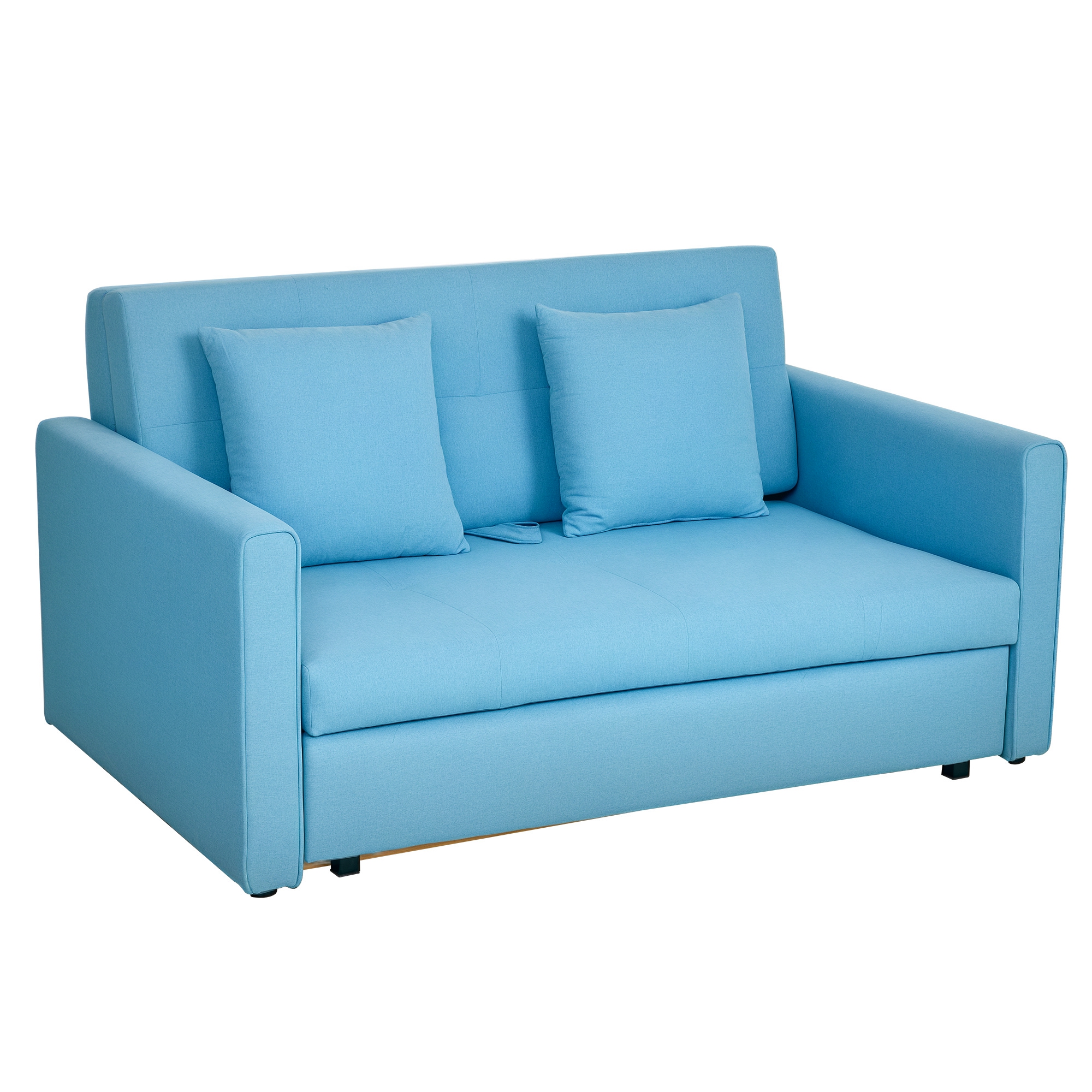 Schlafsofa, 2er-Sofa, mit verstecktem Stauraum, Polyester, Hellblau, 152 x 101 x 81cm