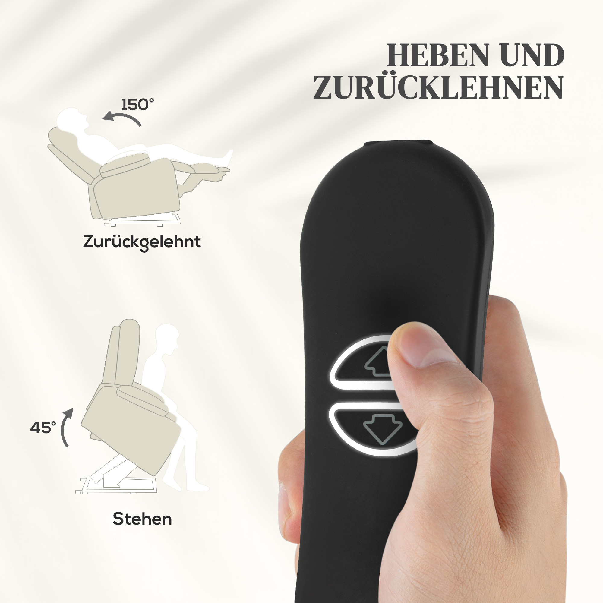 Fernsehsessel Relaxsessel Elektrisch mit Aufstehhilfe, Massage, Heizung, USB-Anschlüsse, PU, Creme