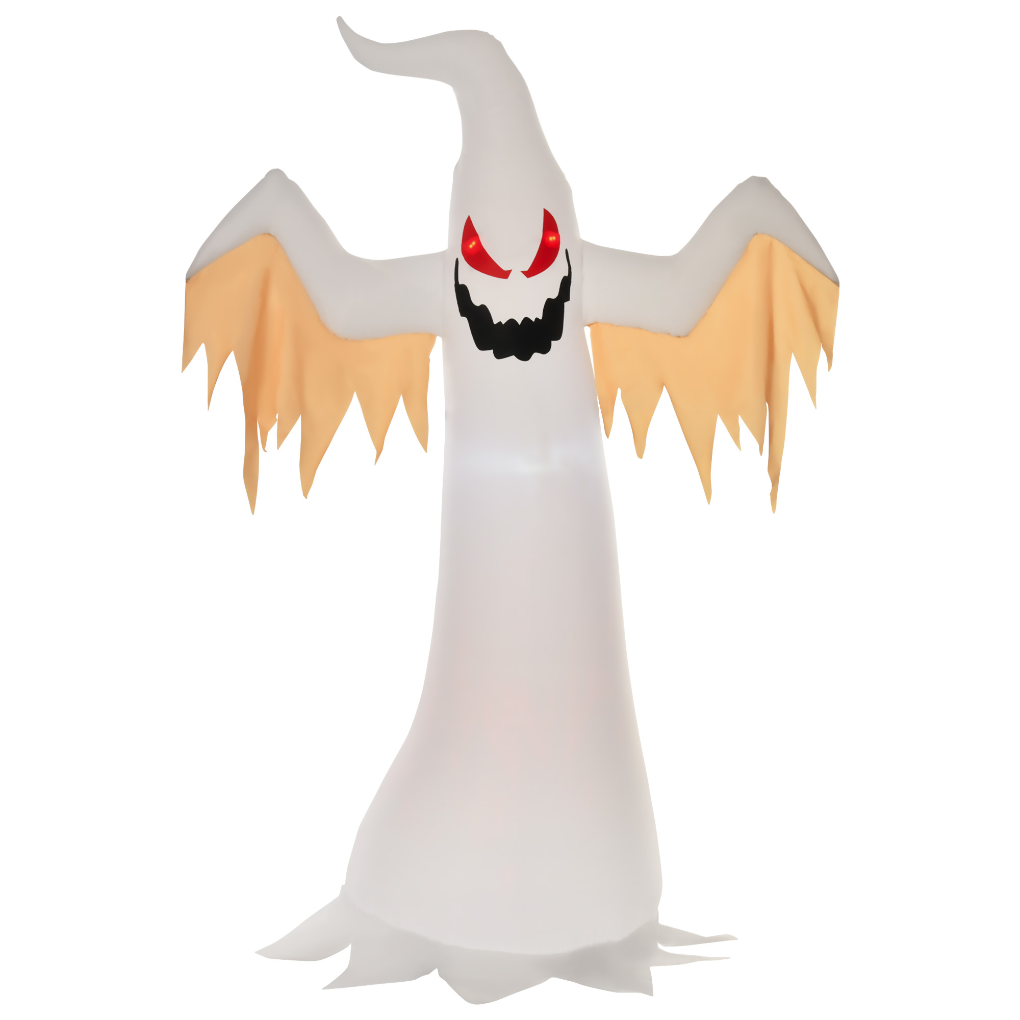 Halloween aufblasbares Gespenst 2,4 m Dekoration mit LEDs IP44 Selbstaufblasender Polyester Weiß + Rot 150 x 80 x 240 cm