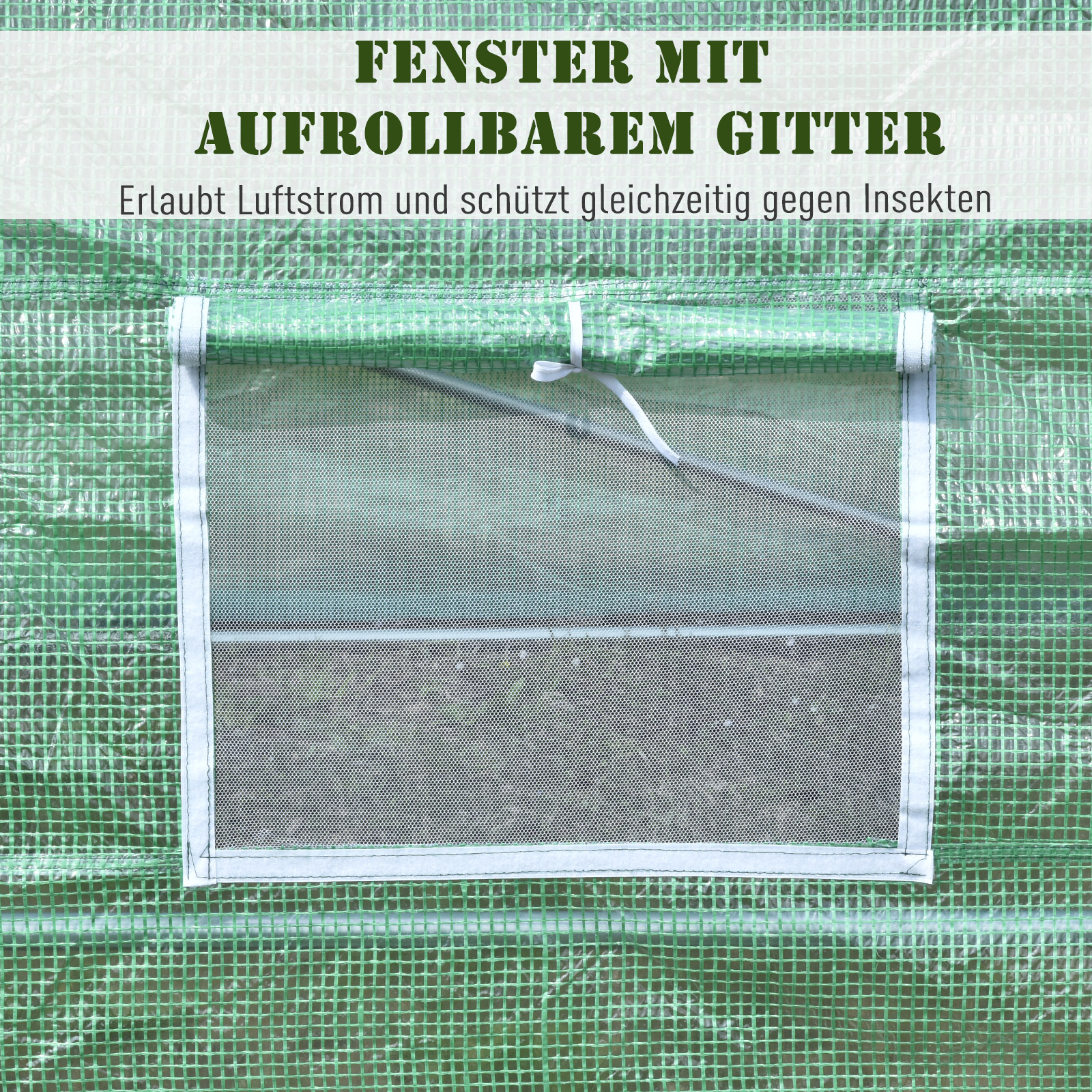 Foliengewächshaus Tomatengewächshaus Treibhaus Folientunnel Frühbeet mit Fenster Grün 595 x 300 x 200 cm