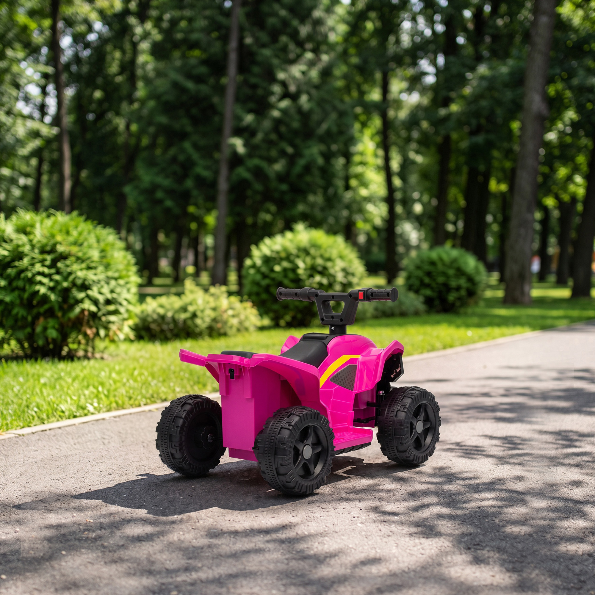 Kinder Quad Elektro 6V Kinderquad mit Lithium-Akku Vorwärtsfunktion Lenkerknopf-Steuerung 1,5-2 Jahre Hellrot