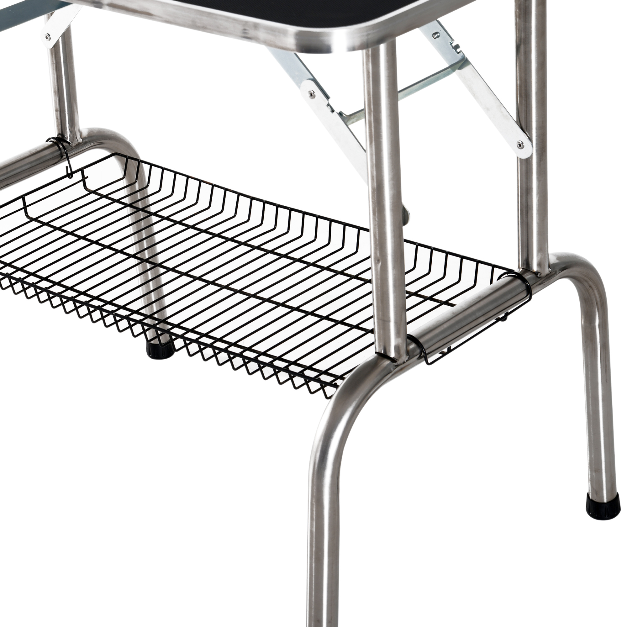 Trimmtisch Tierpflegetisch Schertisch mit Korb Hundepflegetisch klappbar Hundefriseurtisch Hunde Badetisch höhenverstellbar Edelstahl Schwarz