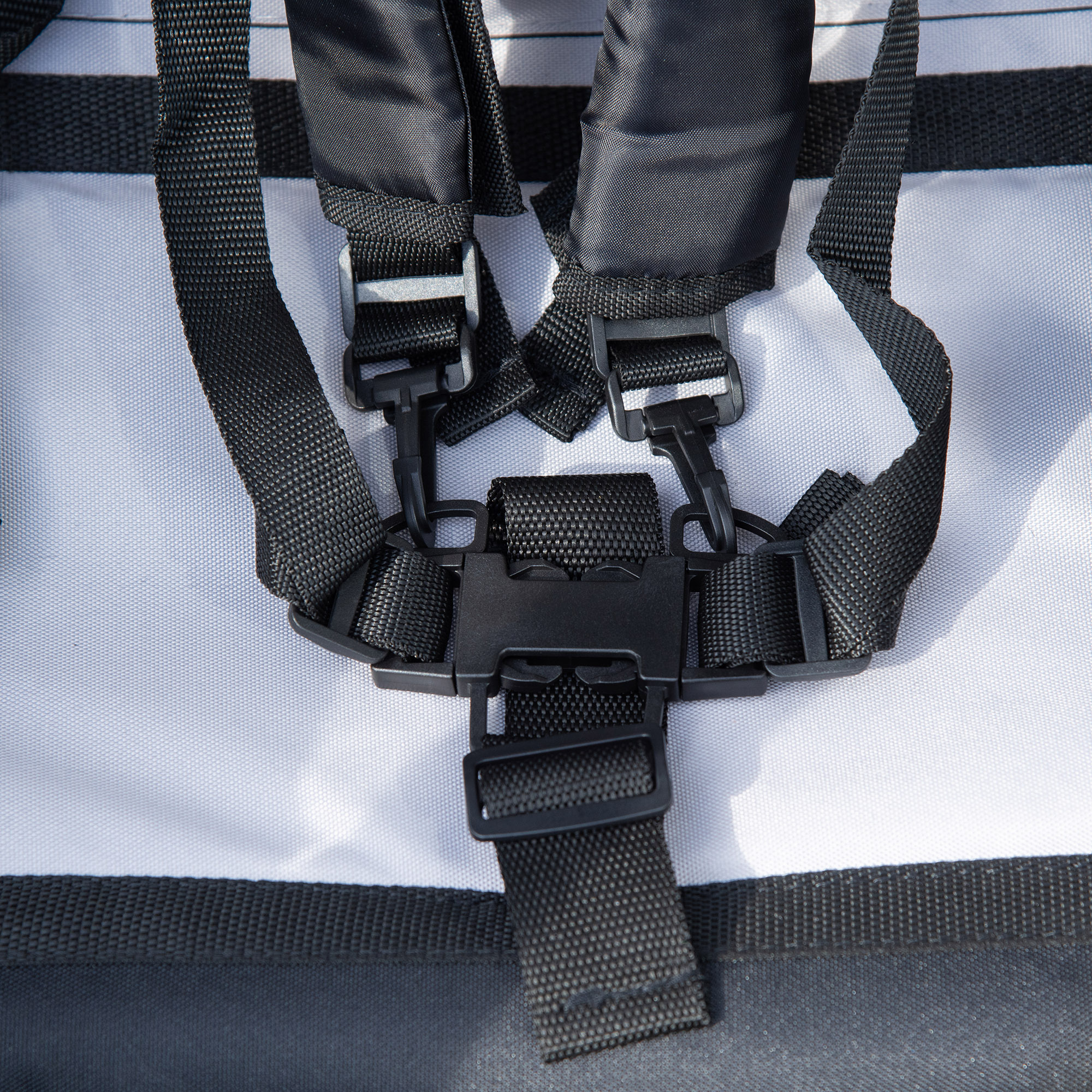 Kinderfahrradanhänger, Schiebewagen, mit Bremsen, klappbar, für 2 Kinder, Grau/Schwarz