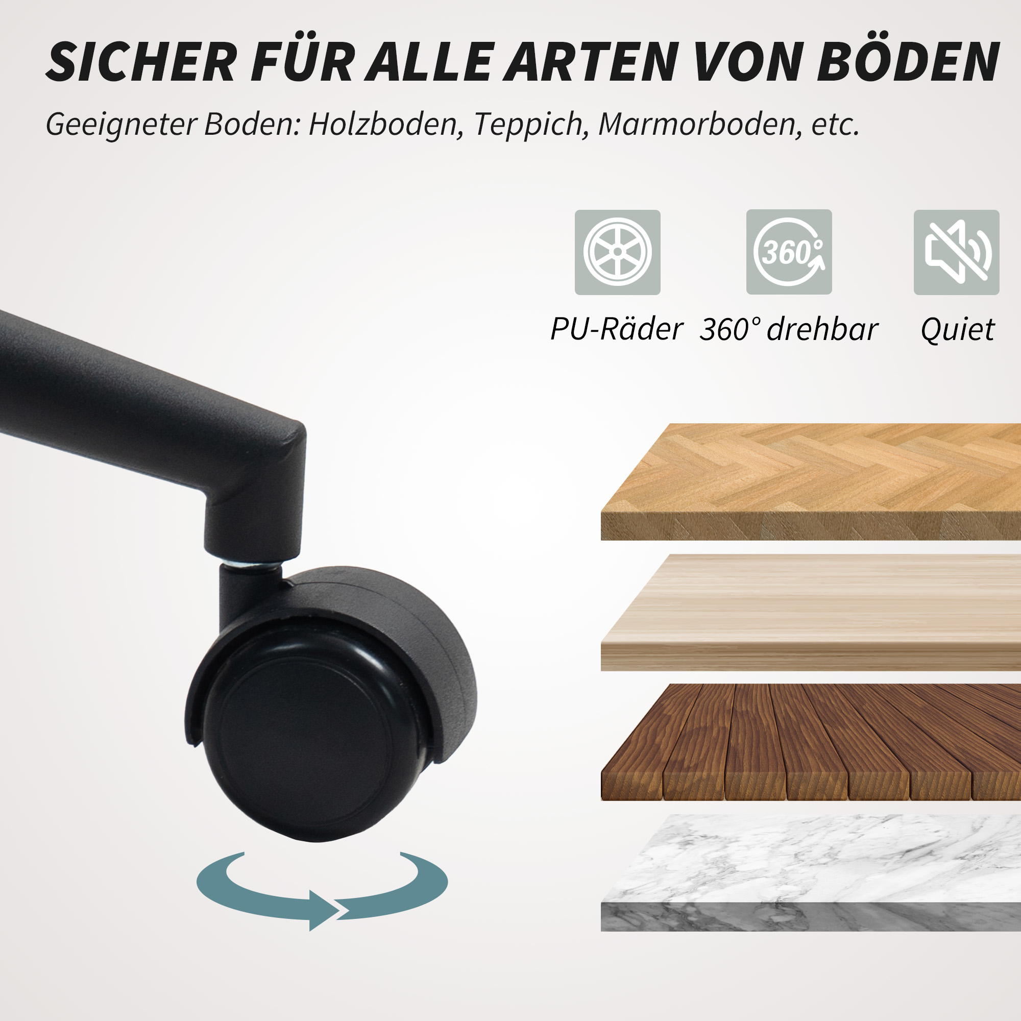 Bürostuhl mit Stoffbezug in Schneeflanelloptik, Schminkstuhl mit gewölbter Rückenlehne, für Schlafzimmer, Beige