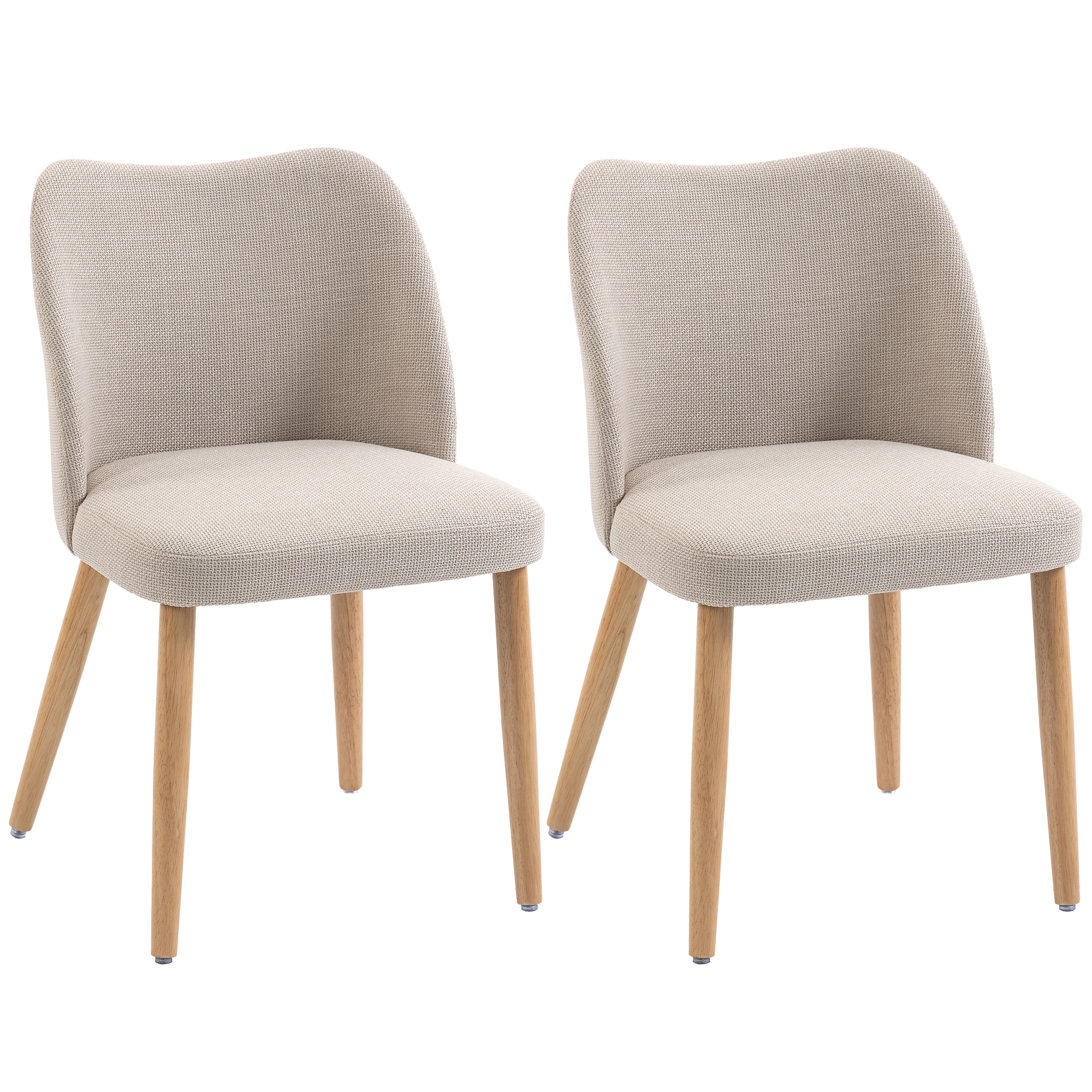 Esszimmerstühle 2er-Set, gepolsterte Küchenstühle mit Leinenoptik, für Esstisch, Wohnzimmer, Cremeweiß