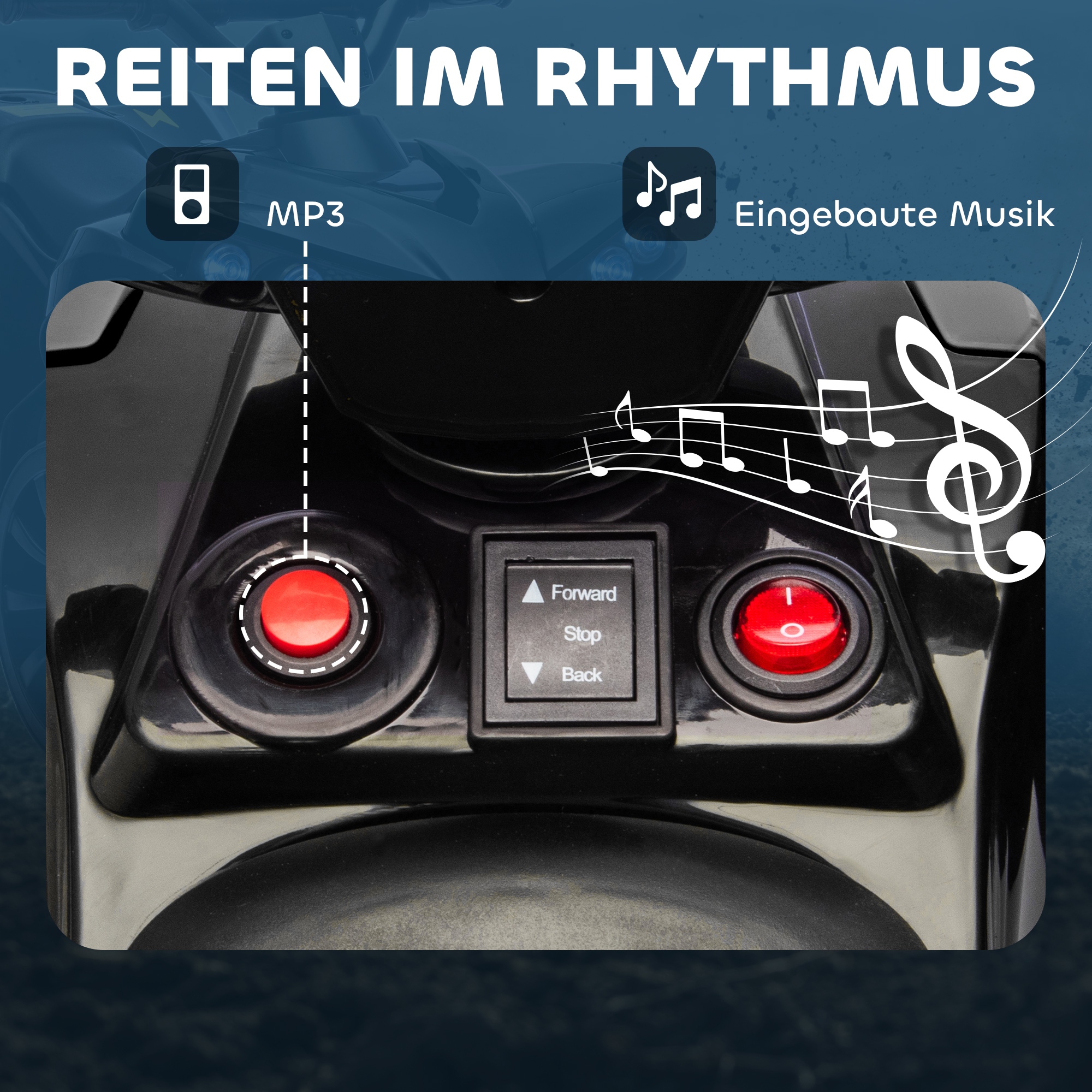 Kinder Quad Elektro 6V Kinderquad mit Vorwärts-, Rückwärtsfunktion, Musik, LED-Scheinwerfer Schwarz