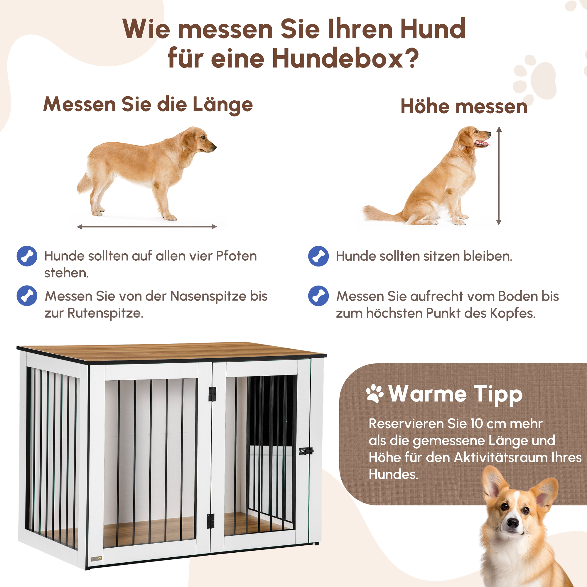 Hundebox, Hundekäfig, 1 Tür, für kleine und mittelgroße Hunde