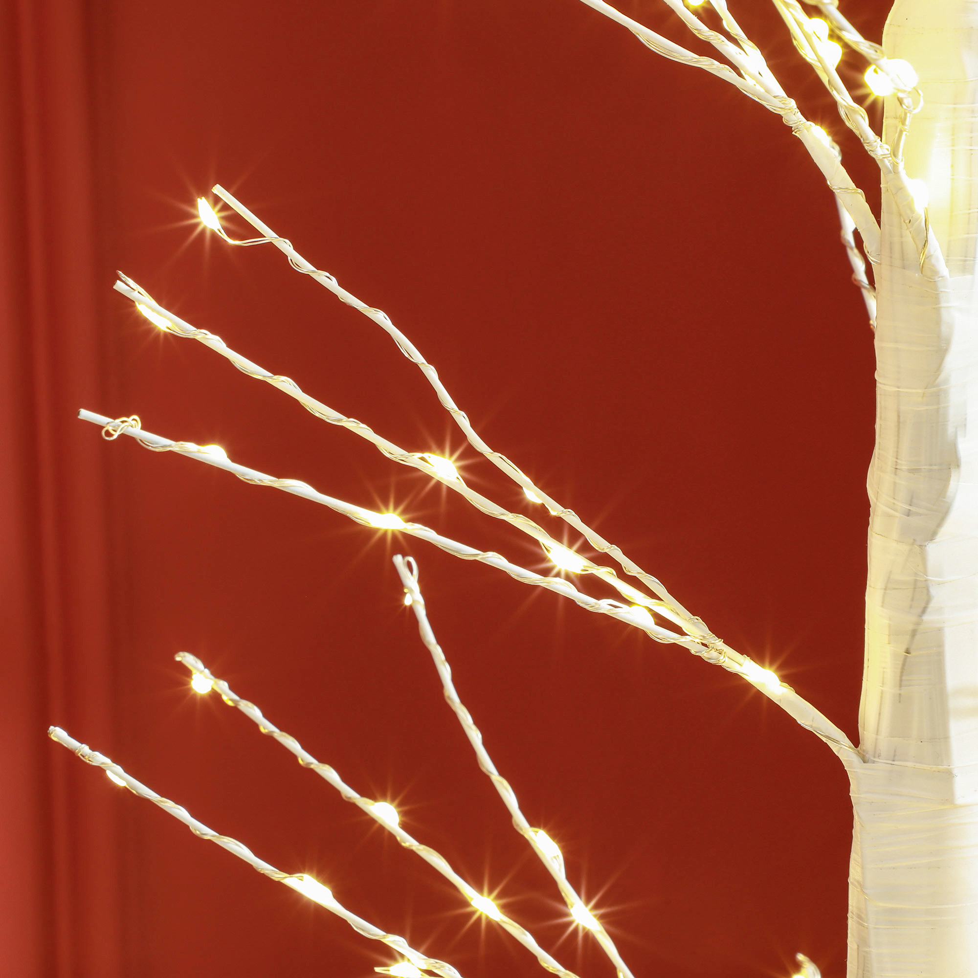 Kunsttanne mit LED-Beleuchtung, 180 cm hoher Weihnachtsbaum, realistische Rinde, Weiß