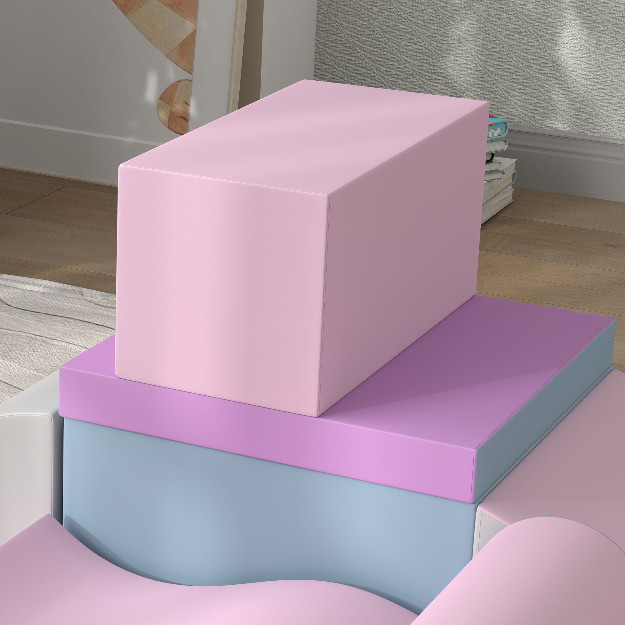 Schaumstoff-Bausteine für Kinder, fördert Kreativität, Kunstleder, 40x40x20 cm, Mehrfarbig, 1-3 Jahre