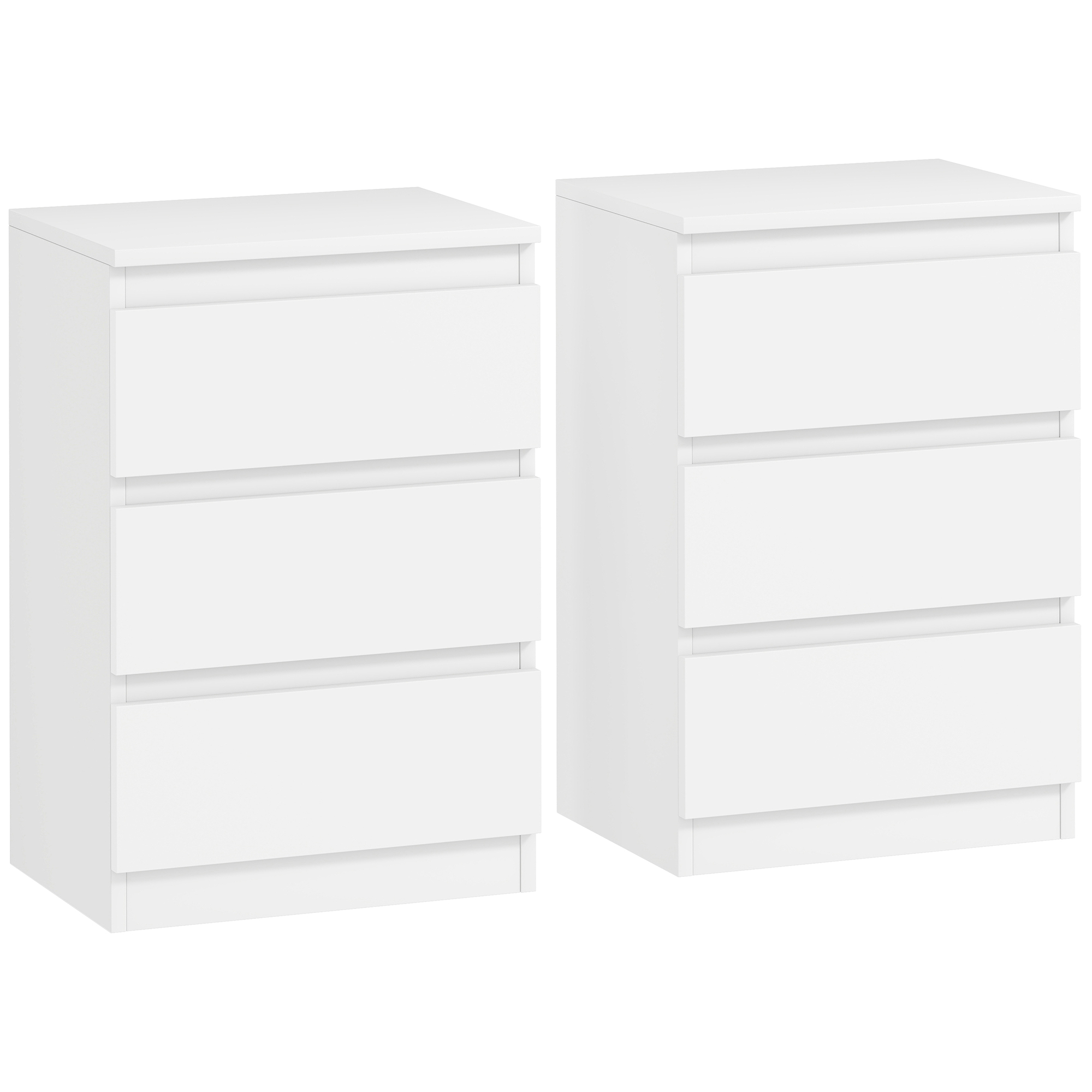 Nachttisch, 2er Set Beistelltisch mit 3 Schubladen, Nachtschrank, Nachtkommode für Schlafzimmer, Wohnzimmer, 40 x 30 x 59,5 cm, Weiß Nachttisch, 2er Set Beistelltisch mit 3 Schubladen, Nachtschrank, Nachtkommode für Schlafzimmer, Wohnzimmer, 40 x 30 x 59,5 cm, Weiß