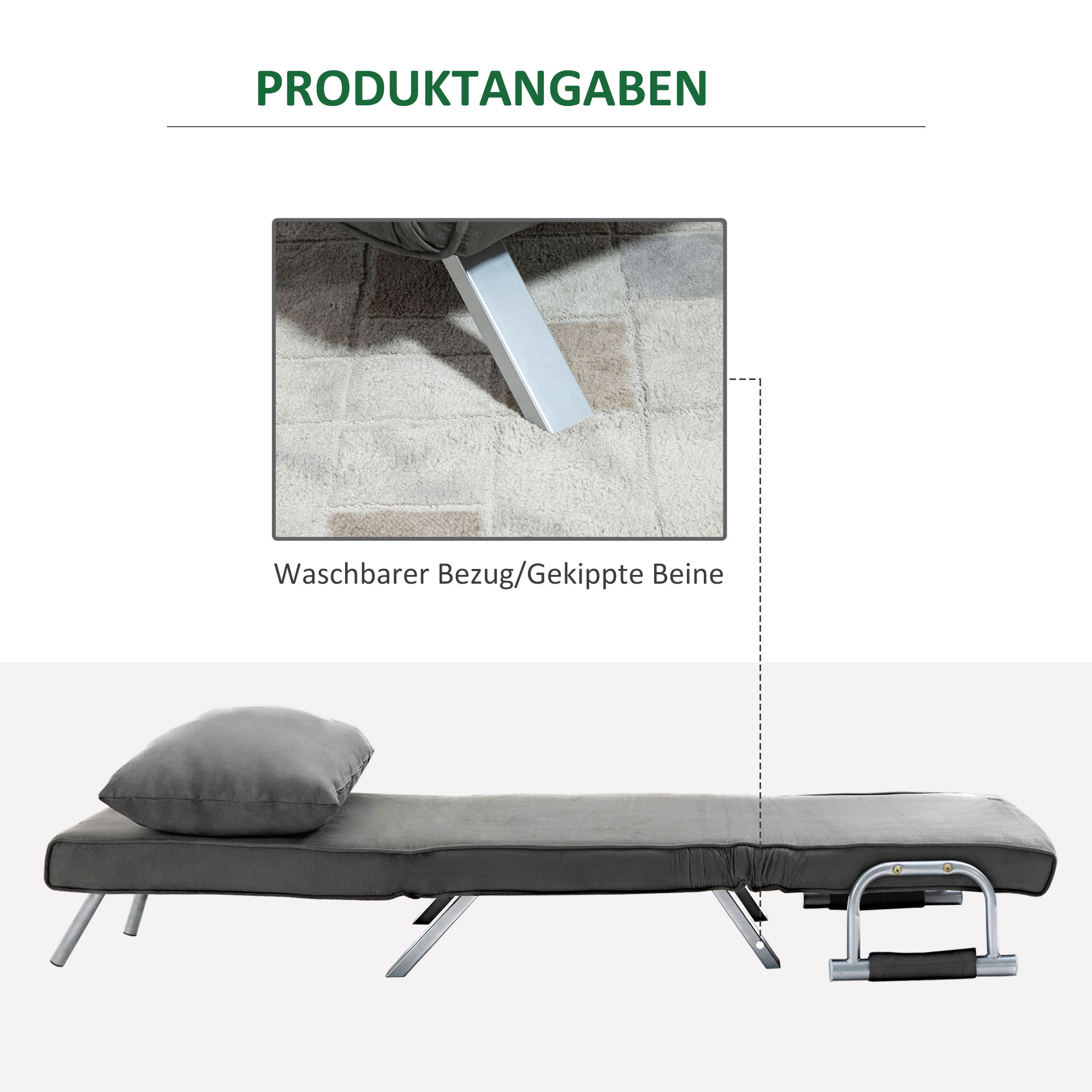 3-in-1 Schlafsofa, Gästebett, Sessel inklusive Kissen, Schwarz