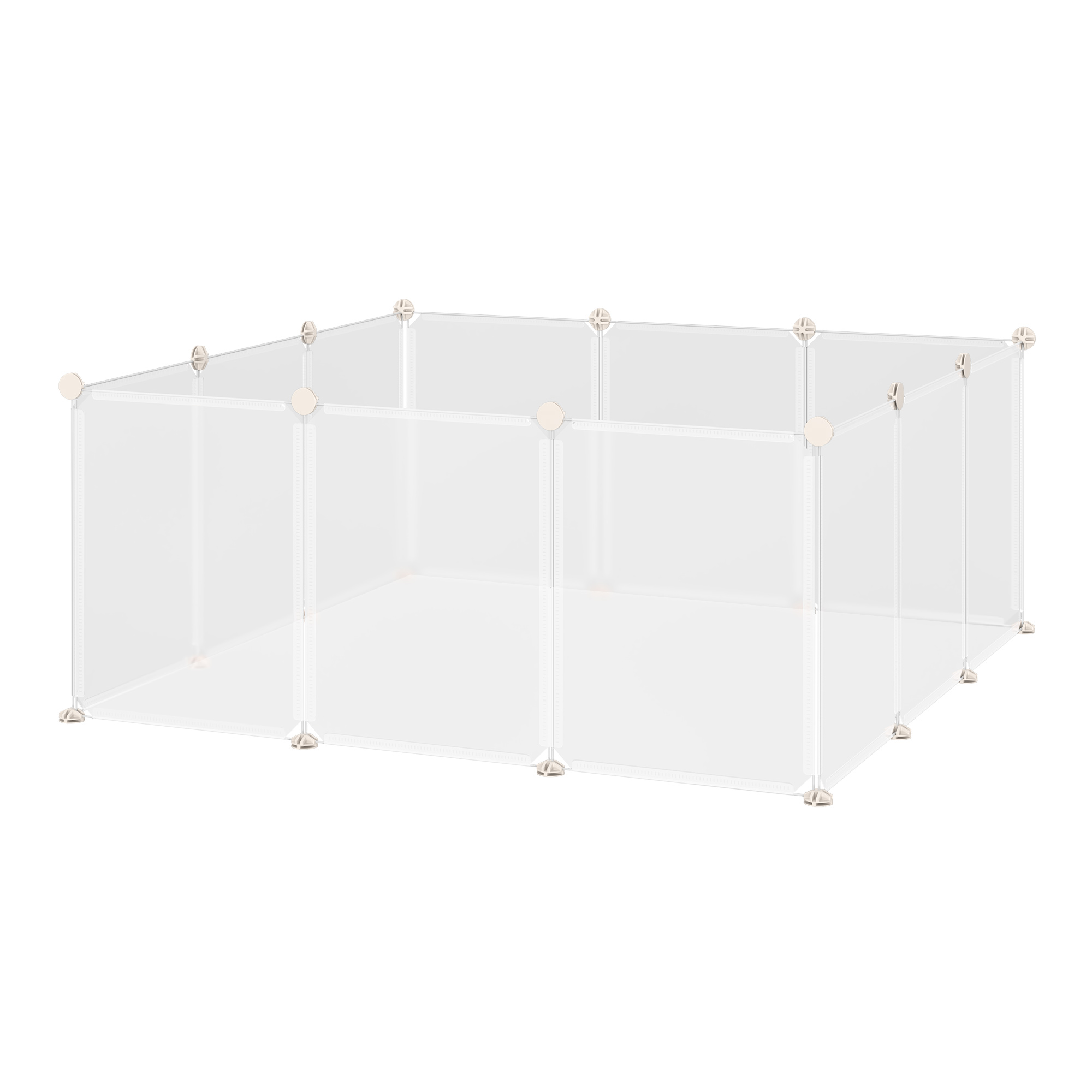 Freilaufgehege Laufgitter DIY Freigehege Gittergehege Absperrgitter Kleine Haustiere Laufstall für Innen 12 Platten Weiß Metall PP-Harz 105 x 105 x 45 cm