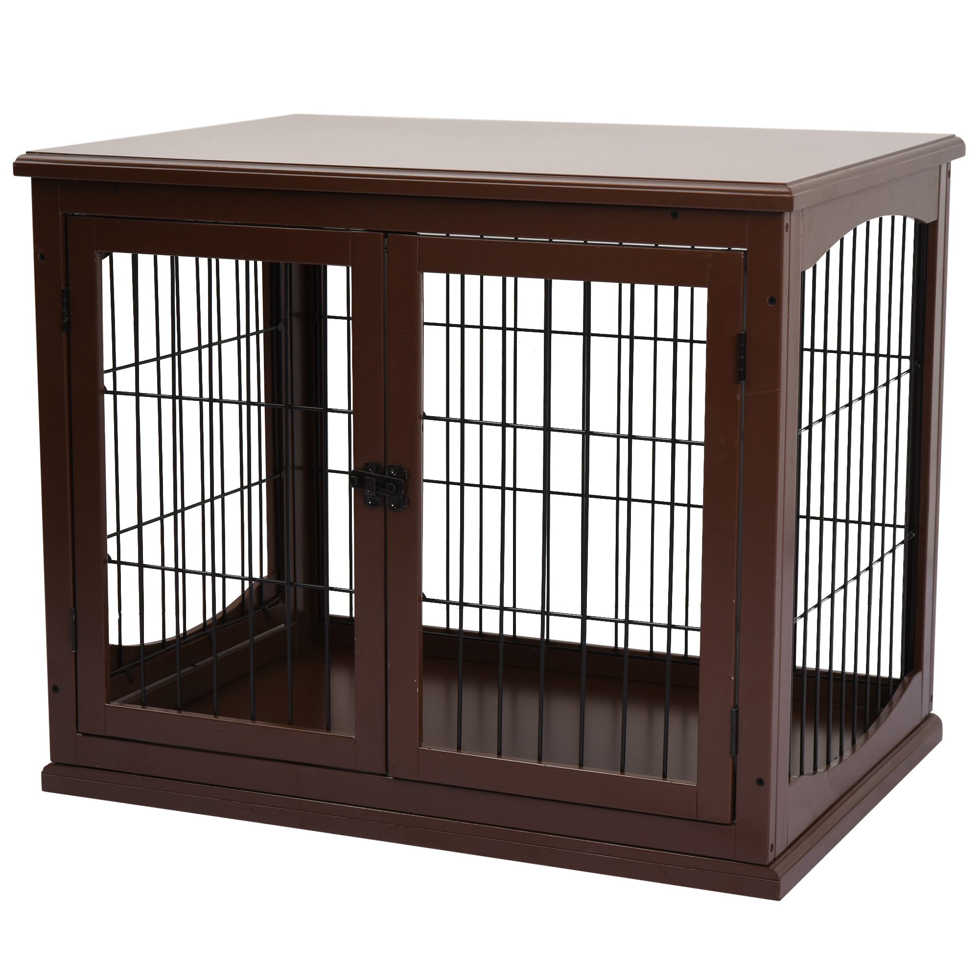 Hundebox, 2 Eingänge, abschließbar, MDF und Metall, 58,4 x 81,3 x 66 cm, Schwarz Hundebox, 2 Eingänge, abschließbar, MDF und Metall, 58,4 x 81,3 x 66 cm, Schwarz