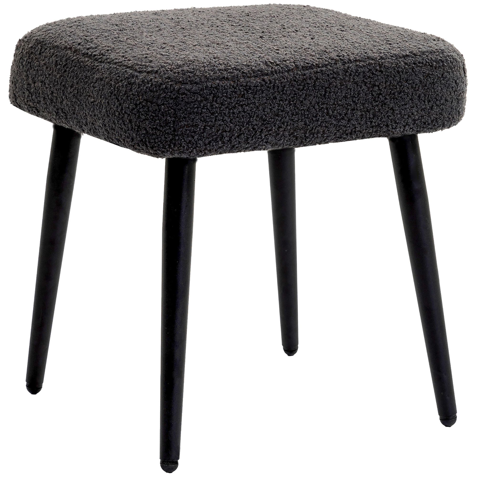 Hocker, Fußstütze, gepolsterter Sitz, Kaschmir-Optik, Stahlbeine, 42 x 42 x 44 cm, Dunkelgrau