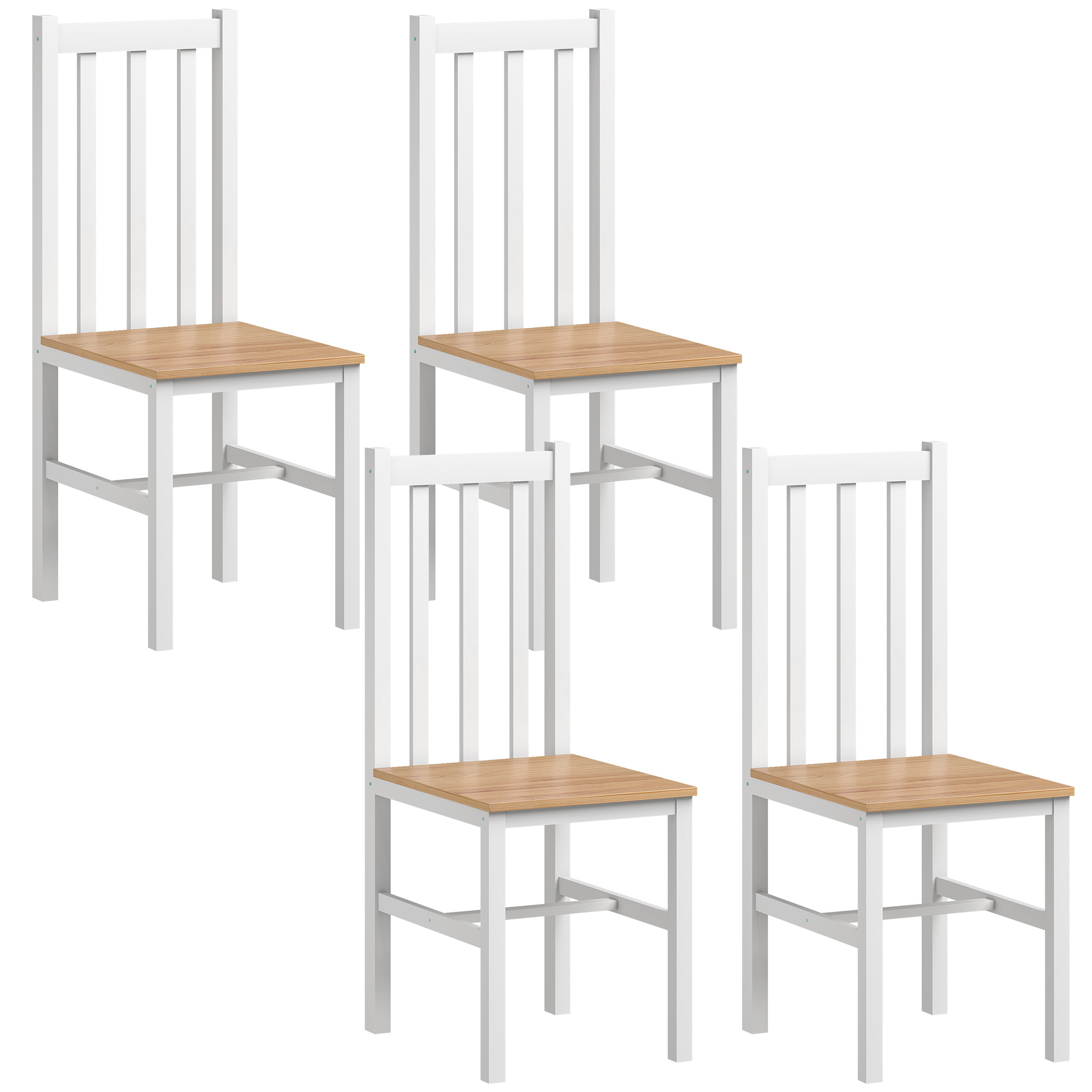 4er-Set Küchenstühle Esszimmerstühle Stühle, Massivholz, modernes Design, 38, 5 cm x 47,5 cm x 99 cm, Natur