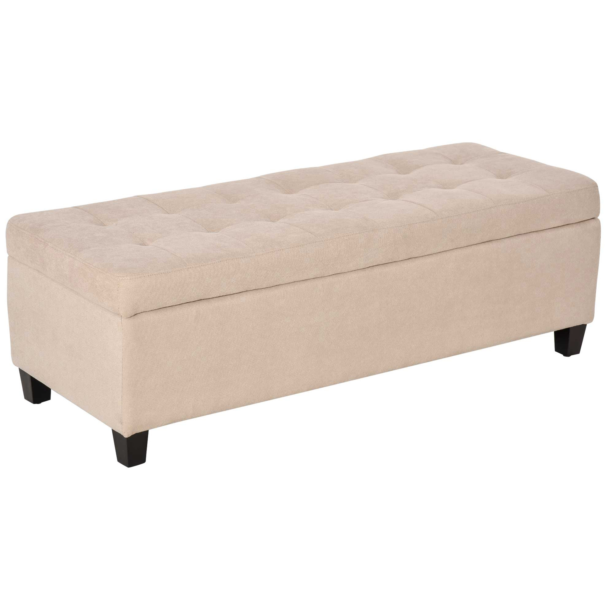Polsterbank mit Stauraum, Knopfheftung, bis 120 kg, 125 x 49 x 41,5 cm, Beige