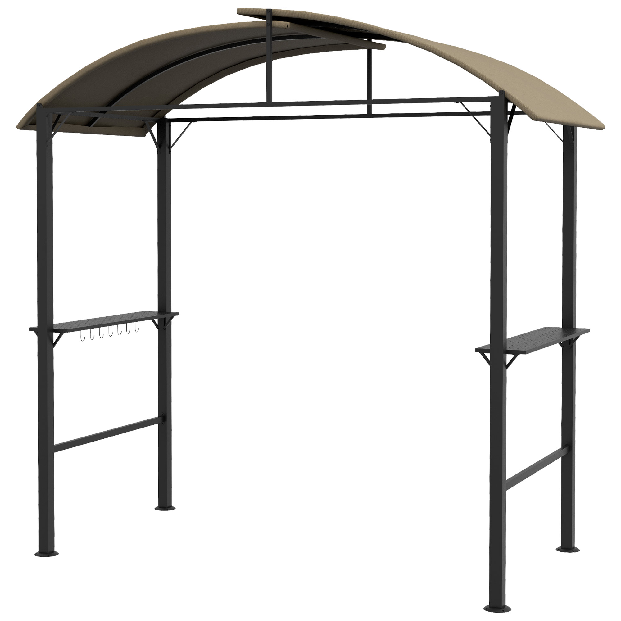 Grillpavillon, 2 Seitenablagen, Haken, Stahlrahmen, 1,1 x 2,3m, Khaki