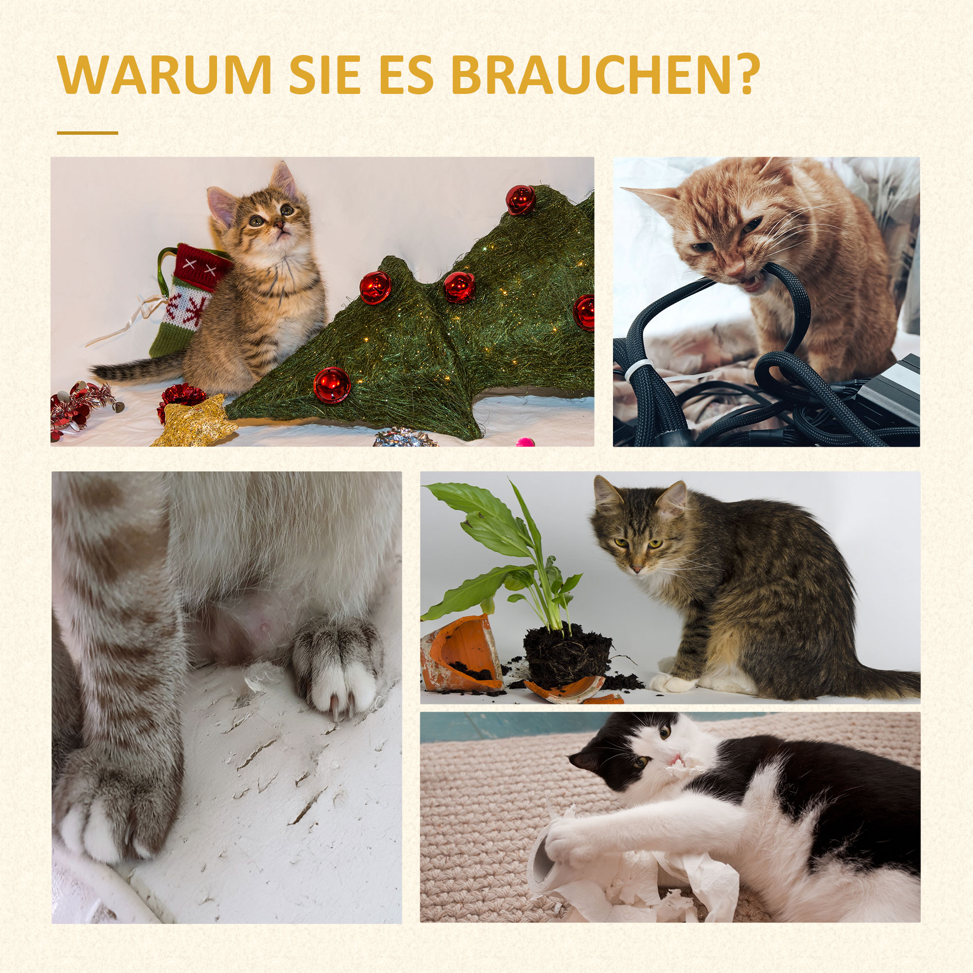 mit Katzenhöhle inkl. Spielzeug  Sisal Plüsch Khaki + Beige + Kaffee