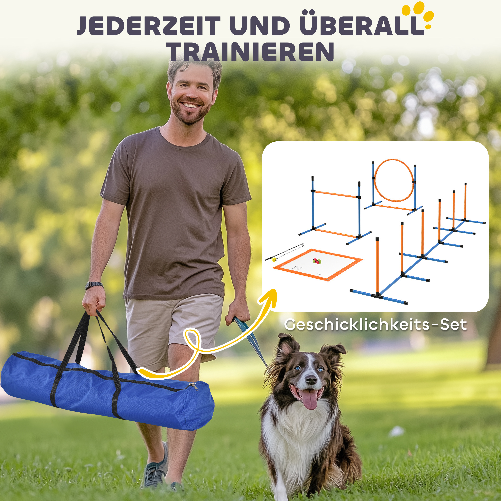 Agility Set Hunde 7-teilig Agility-Ausrüstung für Hundetraining Steckhürdenset für Spiele Training