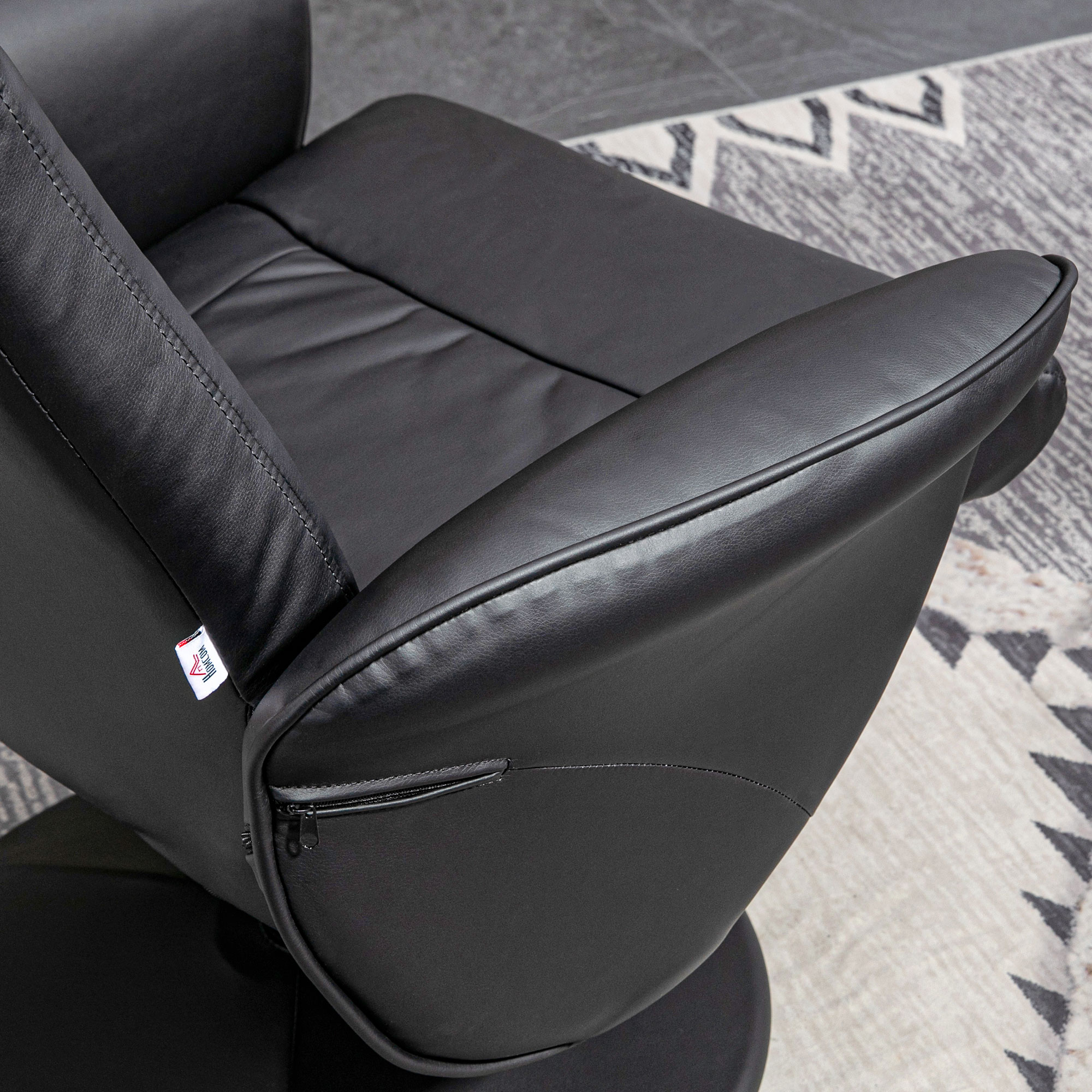 2-teiliges Sessel-Set Sessel mit Fußhocker Relaxsessel mit Fußhocker, höhenverstellbar, neigbare Rückenlehne, Schwarz