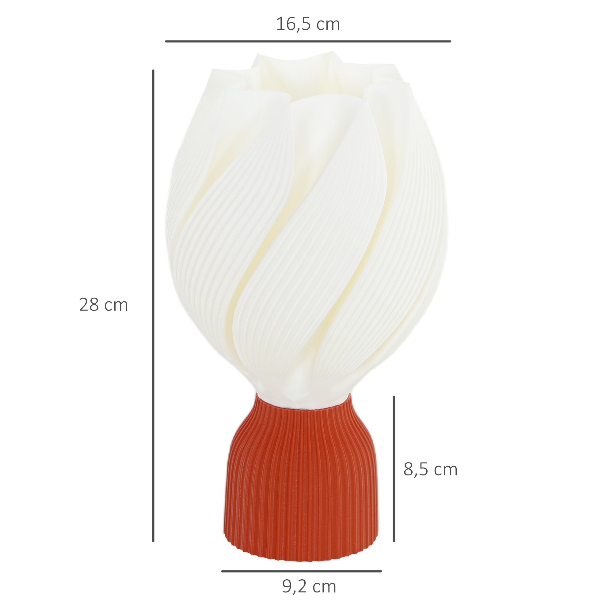 3D-gedruckte Lampe mit Blütenblattformen, Kunststoff, energieeffizient, Weiß