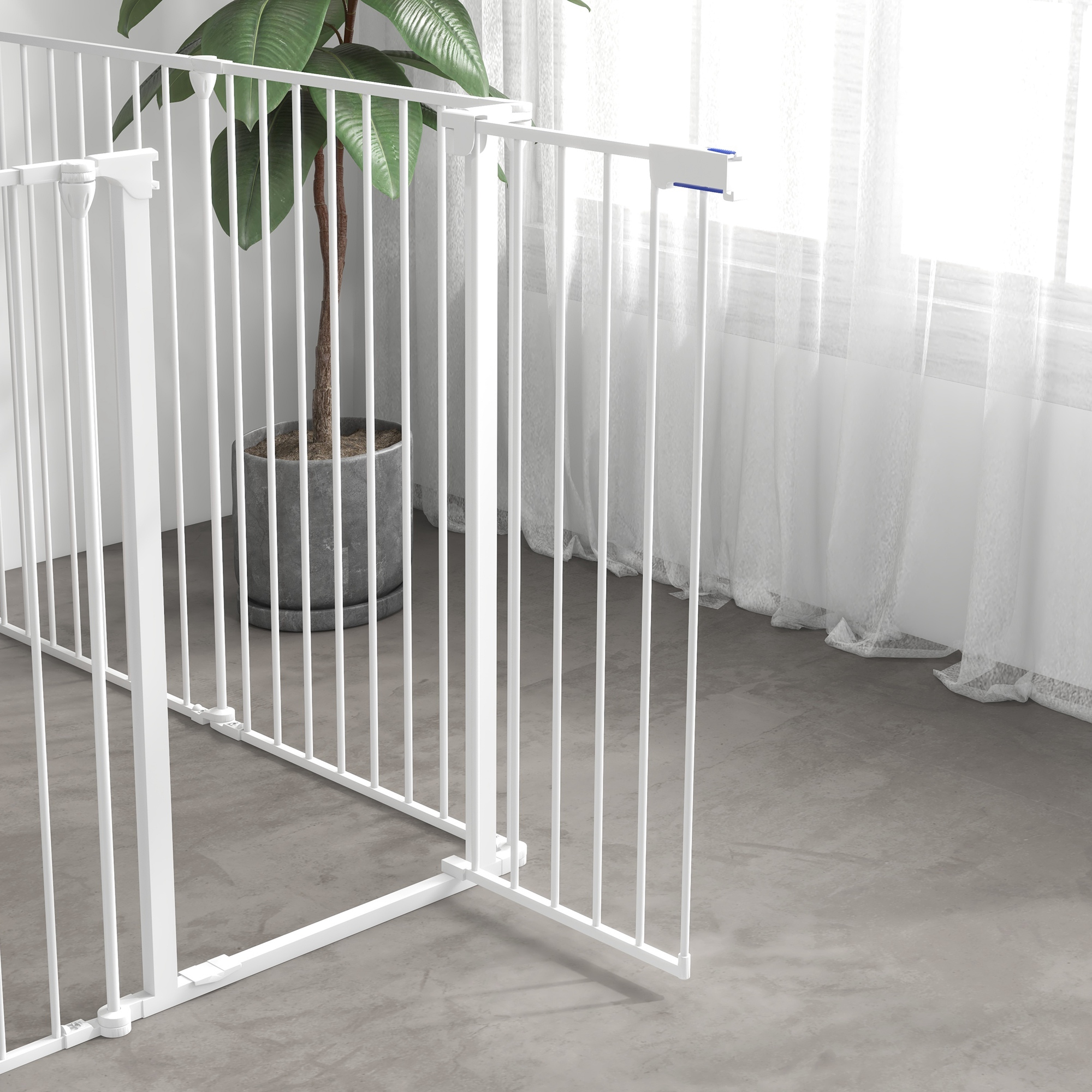 Welpenauslauf, modulares Design, klappbar, Stahlrahmen, für Innen, weiß, 90 x 123 x 102cm