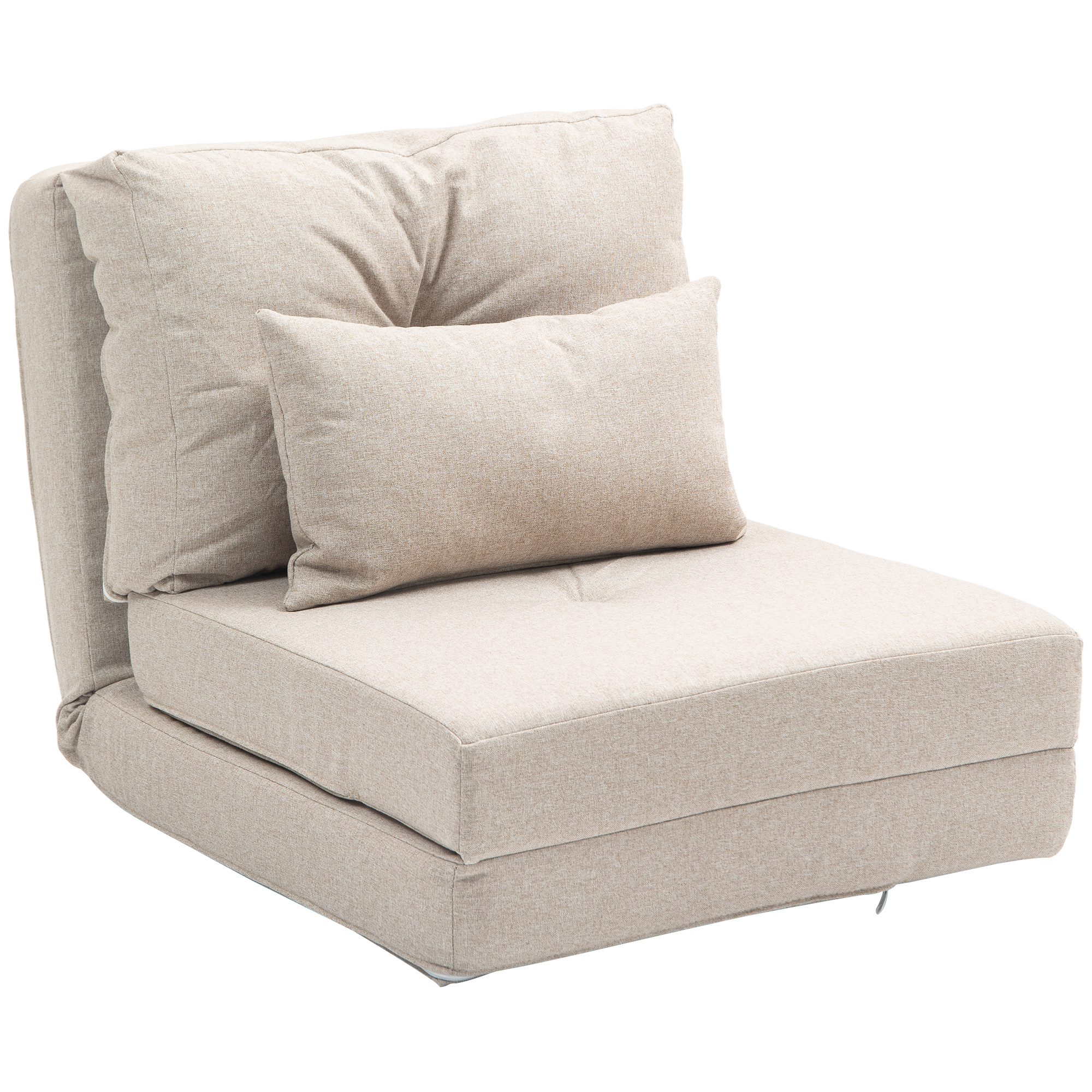 Bodensessel Klappmatratze Schlafmatte, 2-in-1-Design, abnehmbares Kissen, 60 x 80 x 56 cm, Beige