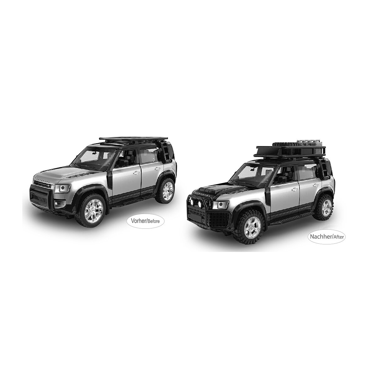 Land Rover Defender 110  Diecast 1:43 silber 2in1