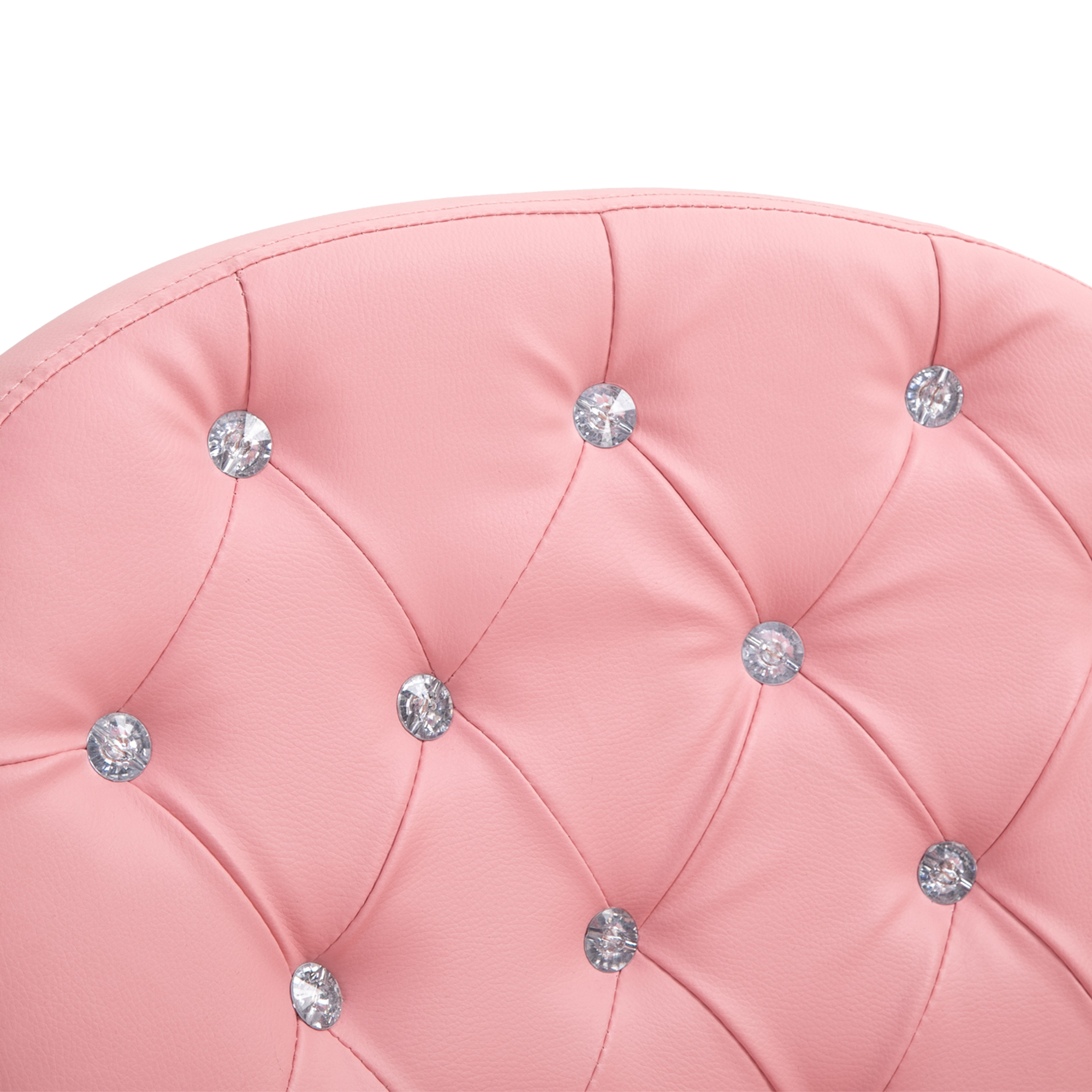Bürostuhl, Ergonomisch Schreibtischstuhl mit Armlehne, Gepolsterter Rückenlehne, Höhenverstellbar Computerstuhl mit Kunstlederoptik, Drehstuhl für Home Office, Rosa