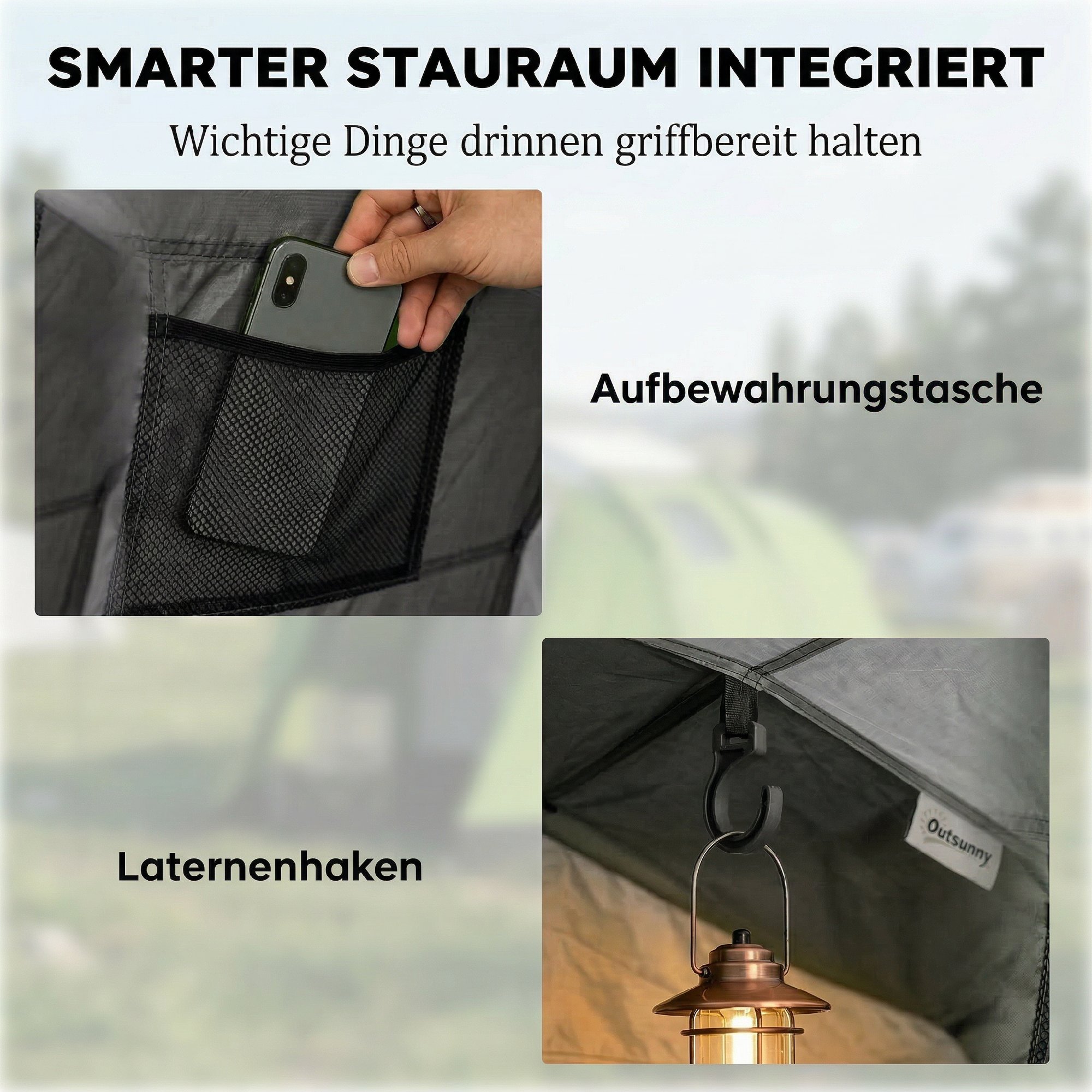 Campingzelt 2 Personen 3000mm Wasserdicht & Winddicht Kuppelzelt mit 2 Türen 2 Netzfenstern 2 Seitenfenster Tragetasche