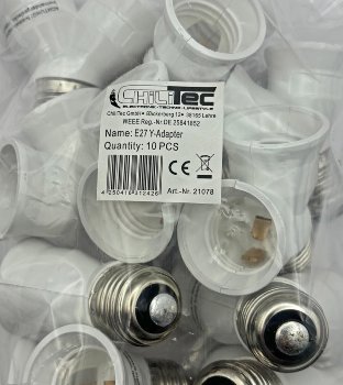 E27-Fassung "Duo", Y-Adapter, Kunststoff / auf 2x E27-Schraubfassungen