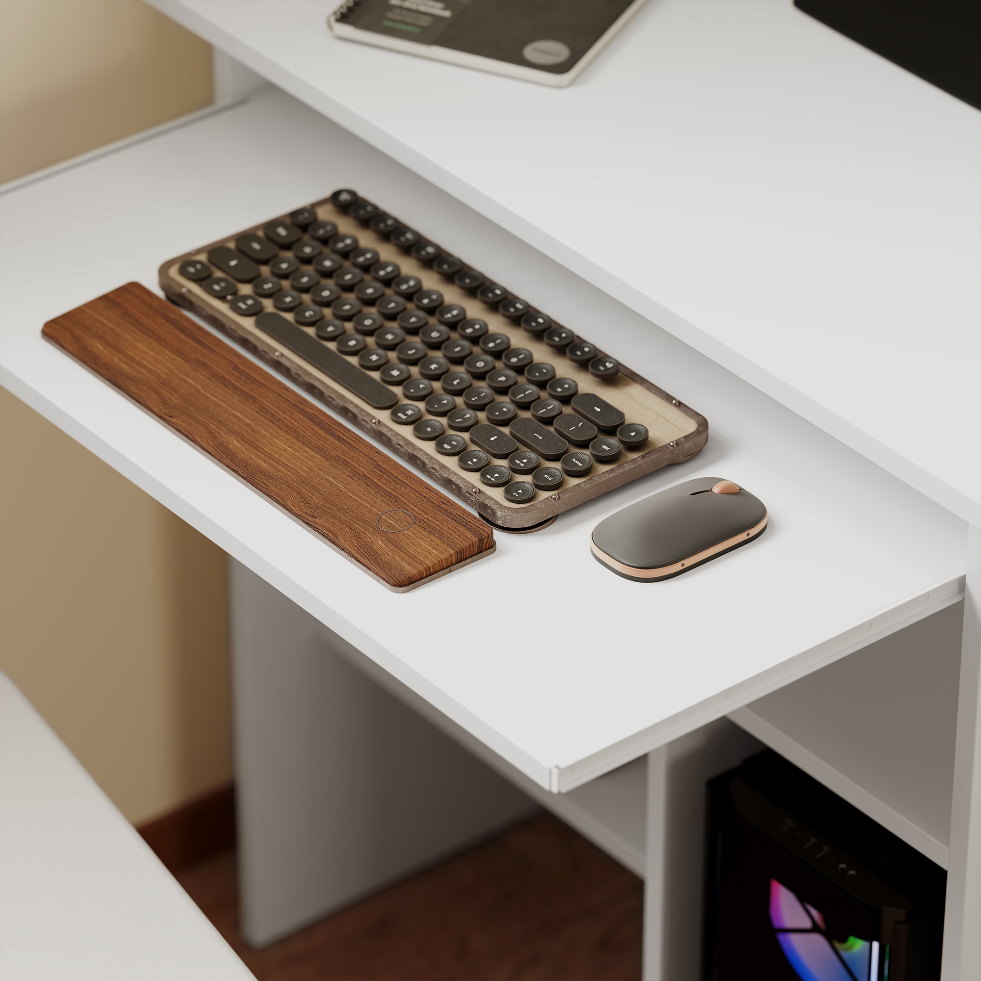 Computertisch, Schreibtisch, Spanplatte, Metall, 80 x 45 x 75 cm, Weiß