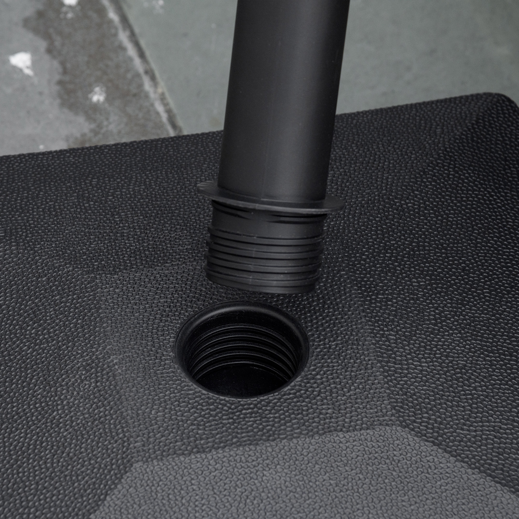 Sonnenschirmständer befüllbar bis 20 kg Sonnenschirm mit Roller Schirmständer für Schirmstangen 22-38 mm Sonnenschirmfuß für Garten Terrasse Balkon Schwarz