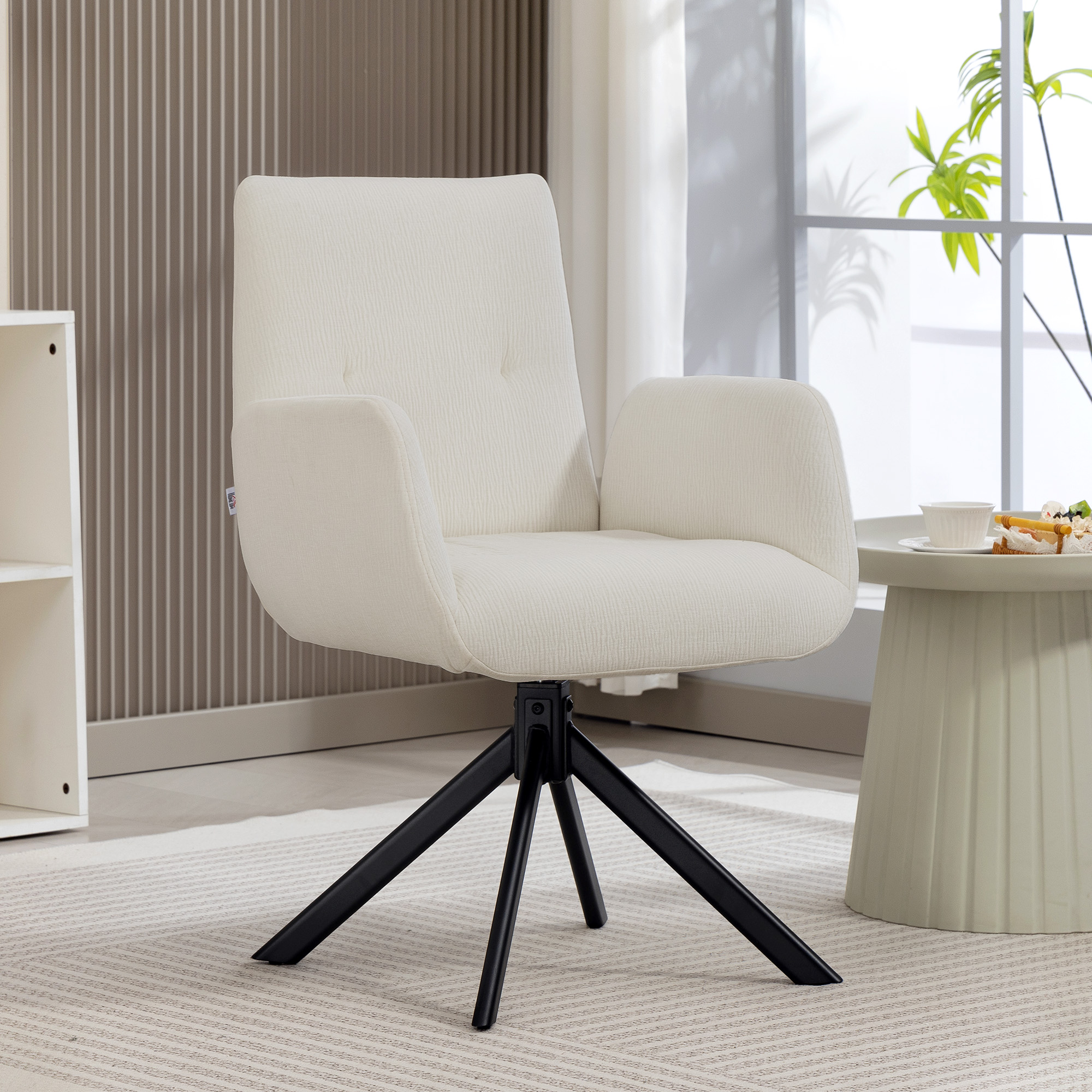 Polstersessel, Akzentsessel, modernes Design, drehbar, bis 120 kg, Cremeweiß