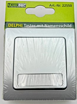 DELPHI Taster mit Namensschild / 0-250V~/ 10A, inkl. Rahmen, UP, silber