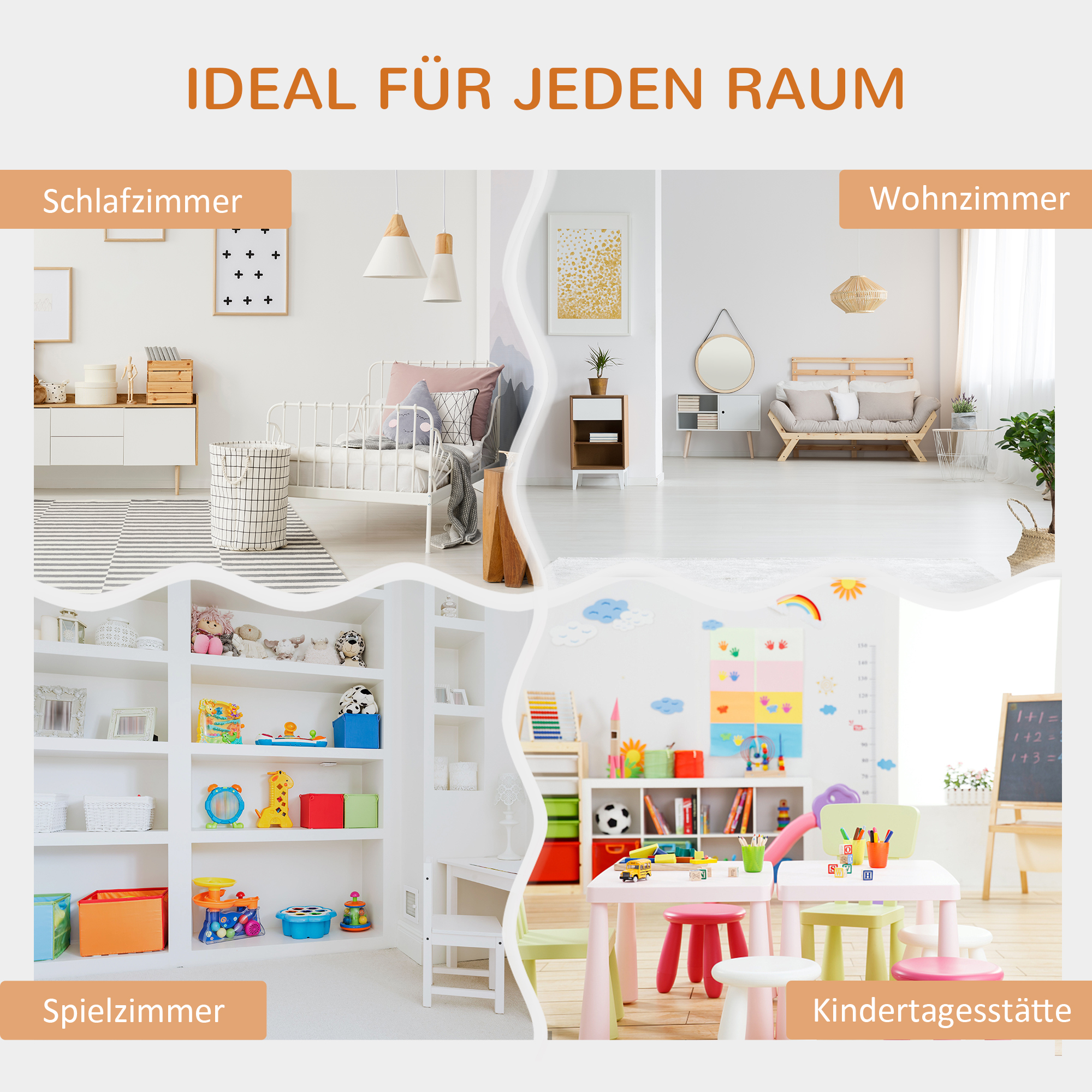 2-in-1 Kinderregal Regal + Sitzbank inkl. Polster 103 cm × 30 cm × 62 cm Weiß + Grau