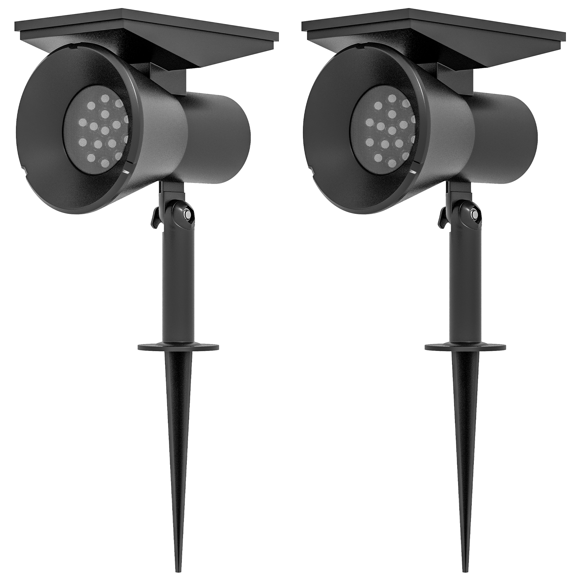 Solarleuchten, 2 Stück Solarlampen, Solar Gartenleuchte mit 2 Lichtfarben, Boden-/Wandmontage, IP54 Wasserdicht für Balkon, Terrasse, Schwarz