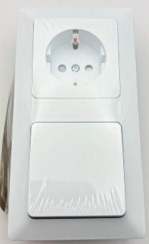 MILOS Set Steckdose + Schalter + Rahmen / 250V~/ 16A, Steckanschluss, Matt-weiß