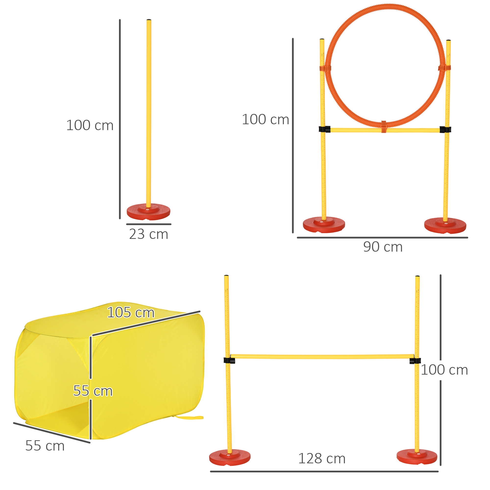 Hunde Agility-Set mit 4 Hindernissen Rot+Gelb